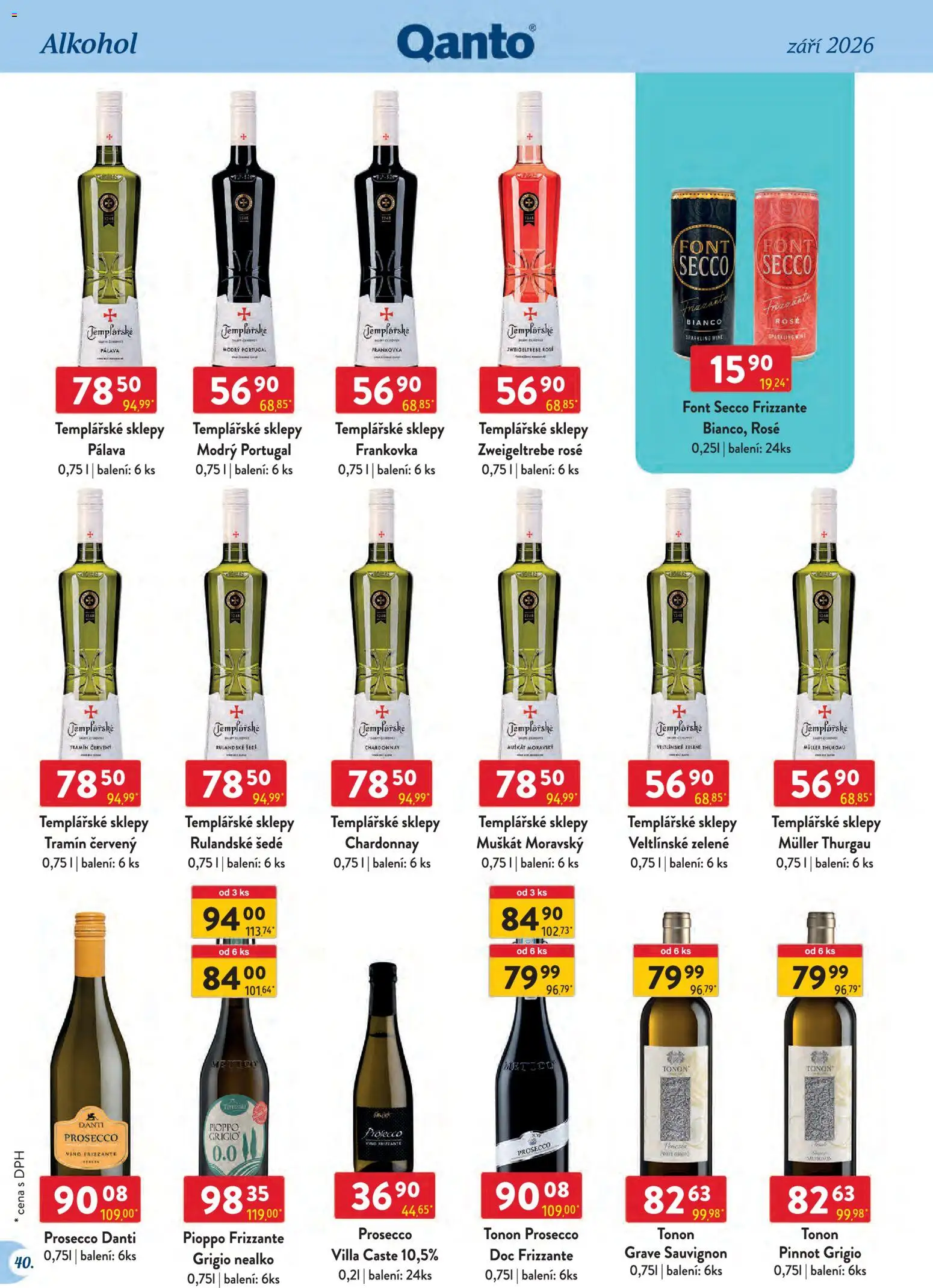 Astur & Qanto leták - Velkoobchod 09/2026 od 01.09.2026 | Strana: 40 | Produkty: Víno, Frizzante, Prosecco vino frizzante, Alkohol