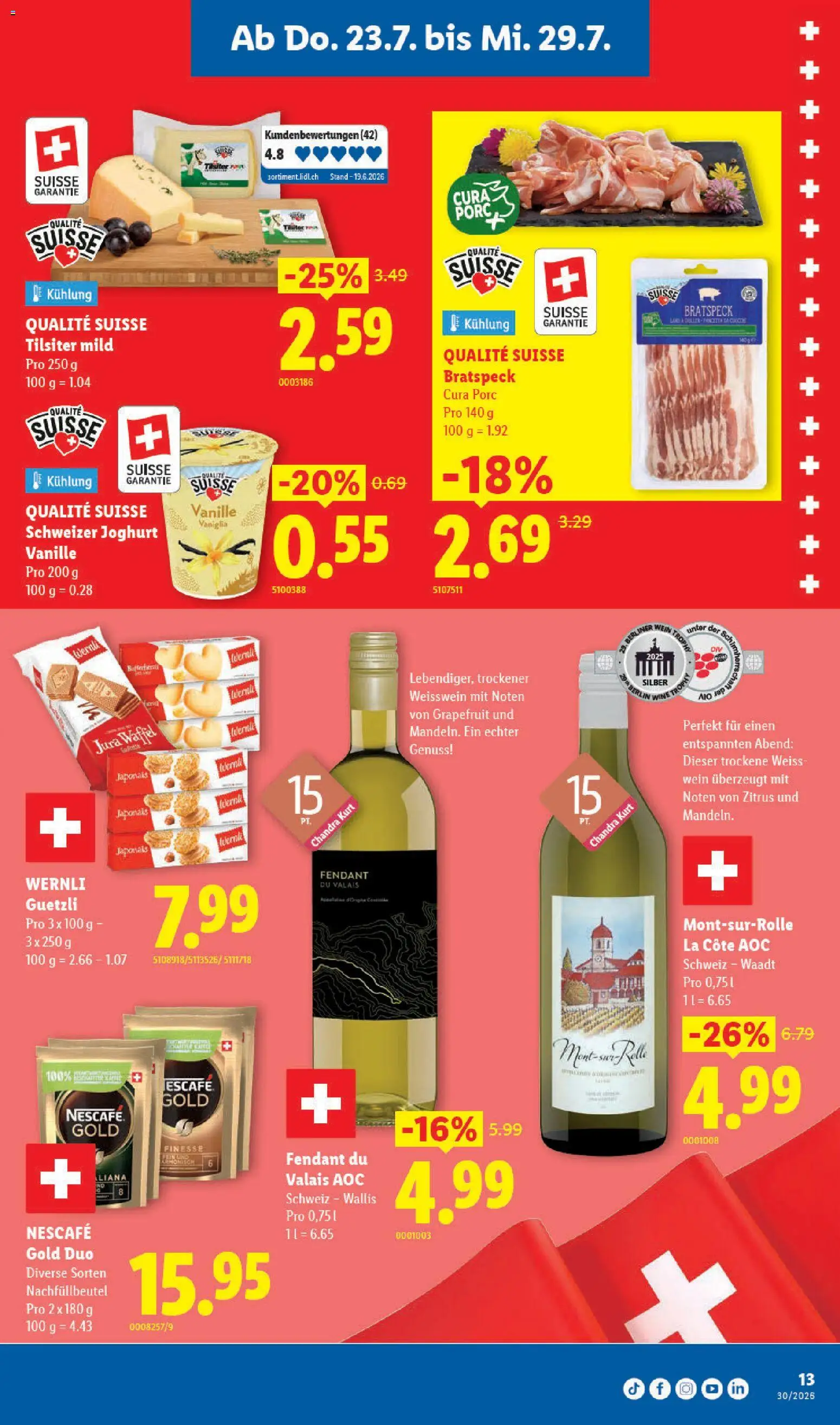 Lidl aktionen – gültig ab 23.07.2026 | Seite: 13 | Produkte: Jura, Weißwein, Joghurt, Grapefruit