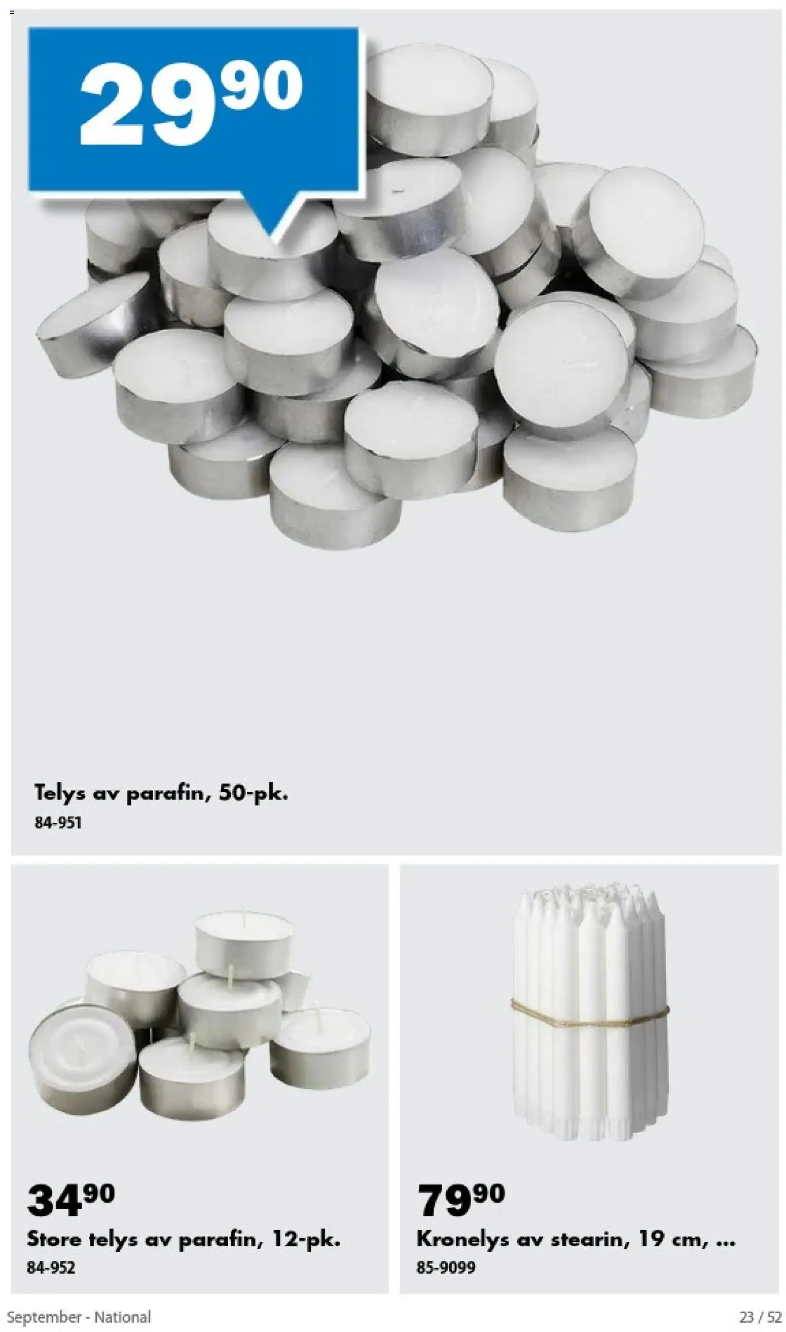 {H1} | Side: 23 | Produkter: Telys
