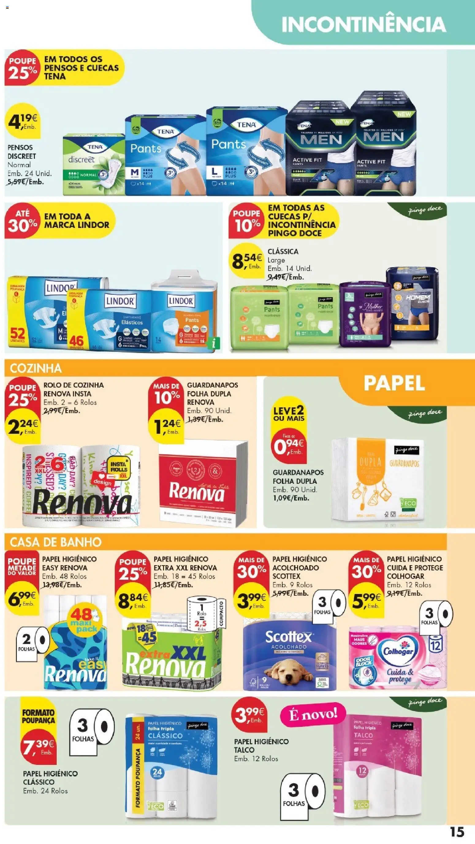 Pingo Doce Regresso às Aulas 2026 Hipers │ válido de 22/09/2026 | Página: 15 | Produtos: Papel higiénico, Guardanapos, Banho, Cuecas