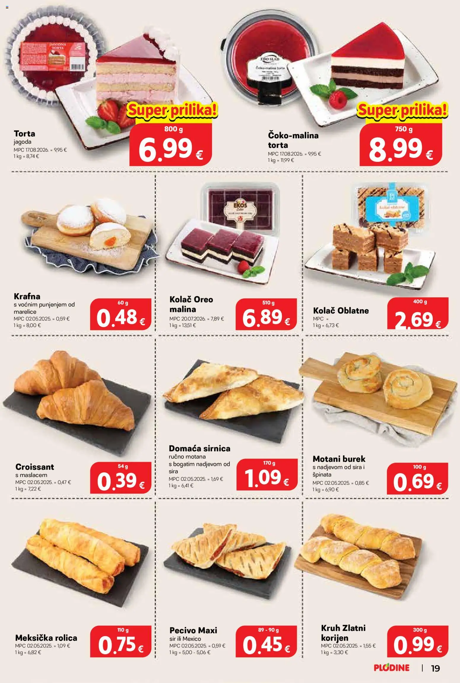 Plodine katalog | vrijedi od 19.08.2026 | Stranica: 19 | Proizvodi: Marelice, Kolac, Krafna, Pecivo