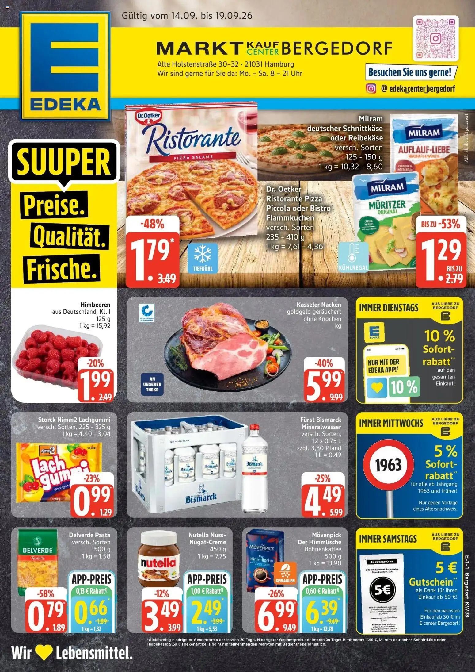 Marktkauf Prospekt Hamburg (ab 14.09.2026) » Angebote online | Seite: 1 | Produkte: Ristorante, Mineralwasser, Pasta, Uhr