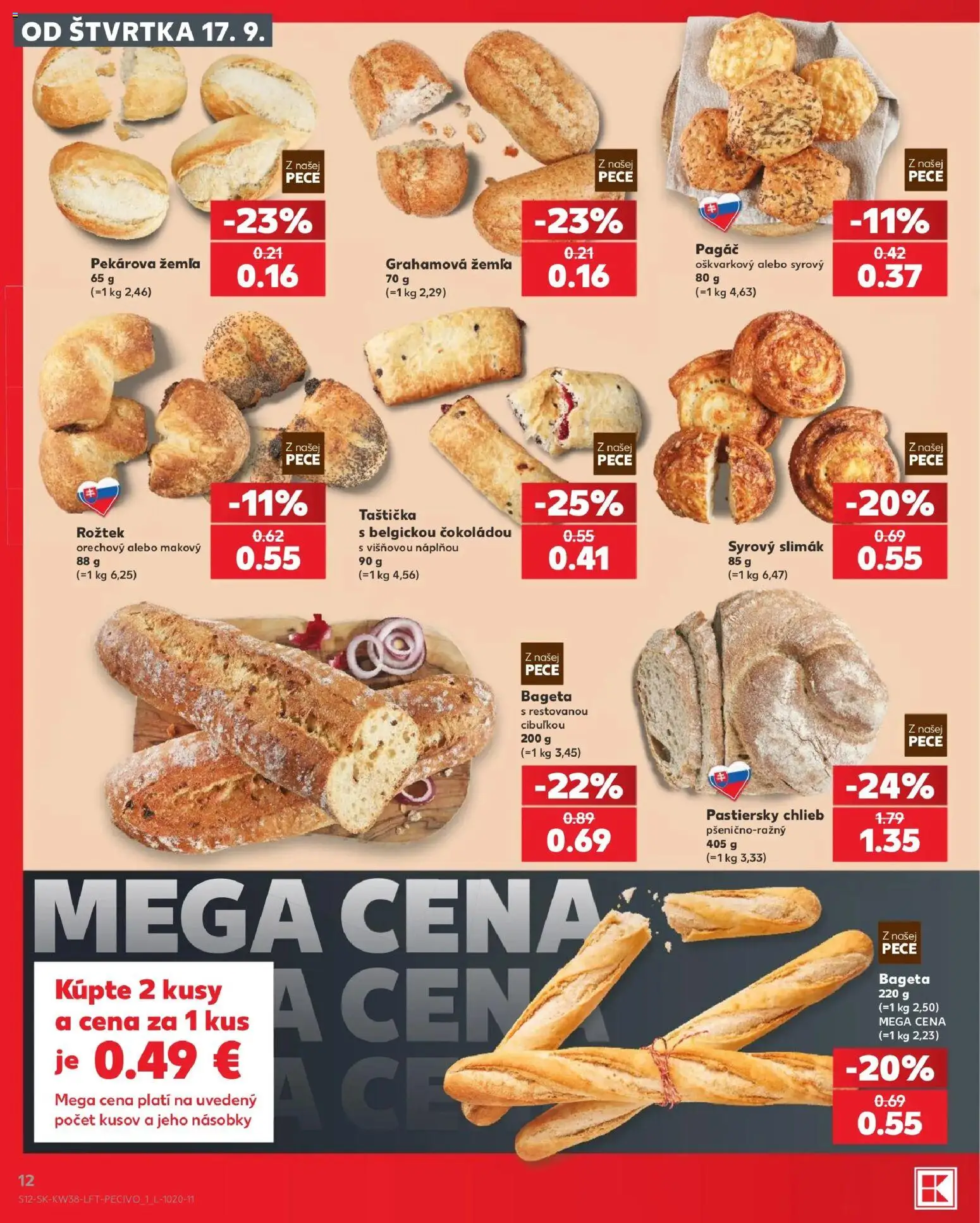 Nové Kaufland akcie – leták je platný od 17.09.2026 | Strana: 12 | Produkty: Chlieb, Bageta