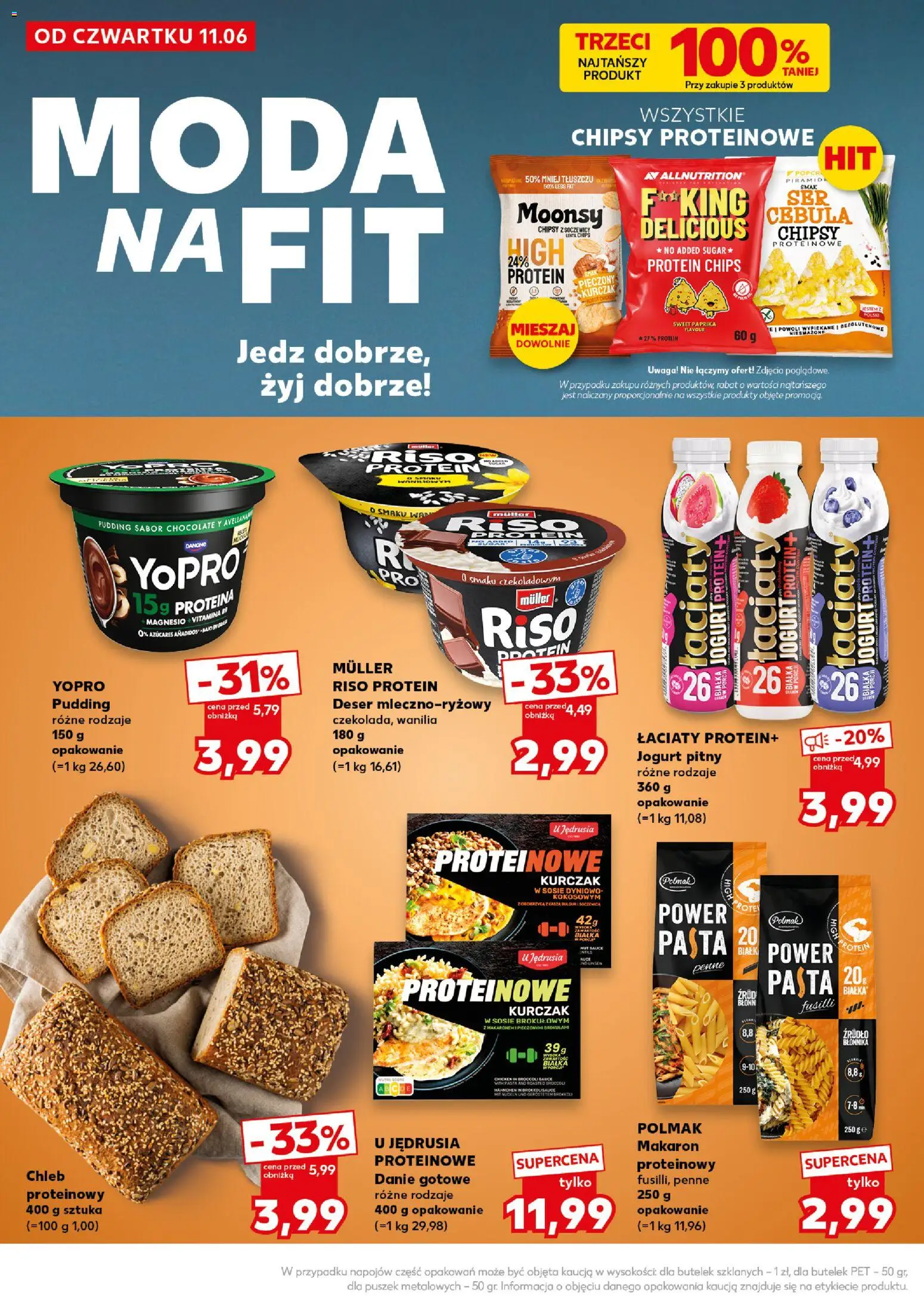 Kaufland Polsko leták - Mocny start od 15.06.2026 | Strana: 22 | Produkty: Penne, Jogurt, Chipsy, Protein