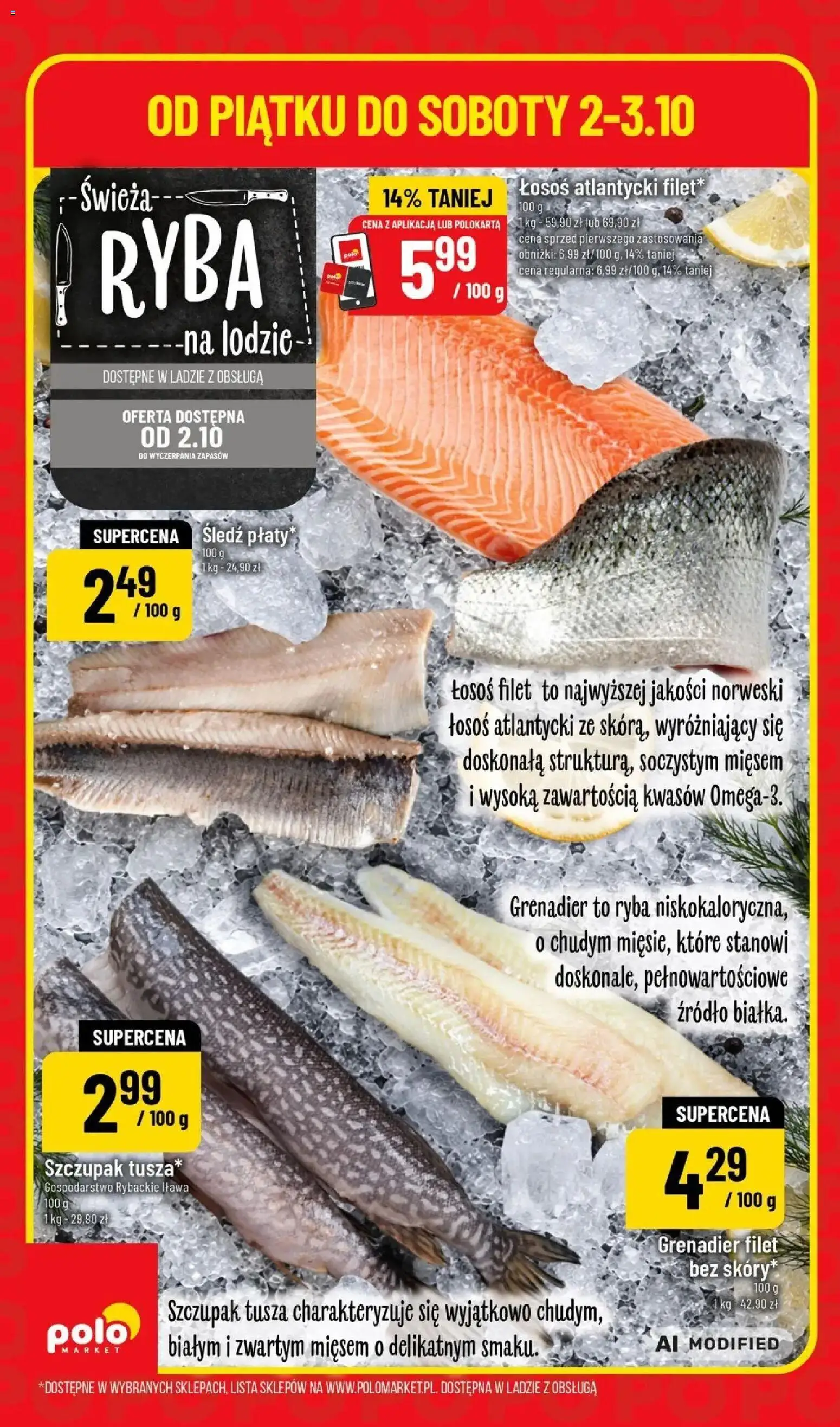 Nowa POLOmarket gazetka od jutra 02.10.2026 | Strona: 2 | Produkty: Śledź, Łosoś atlantycki, Łosoś, Łosoś filet