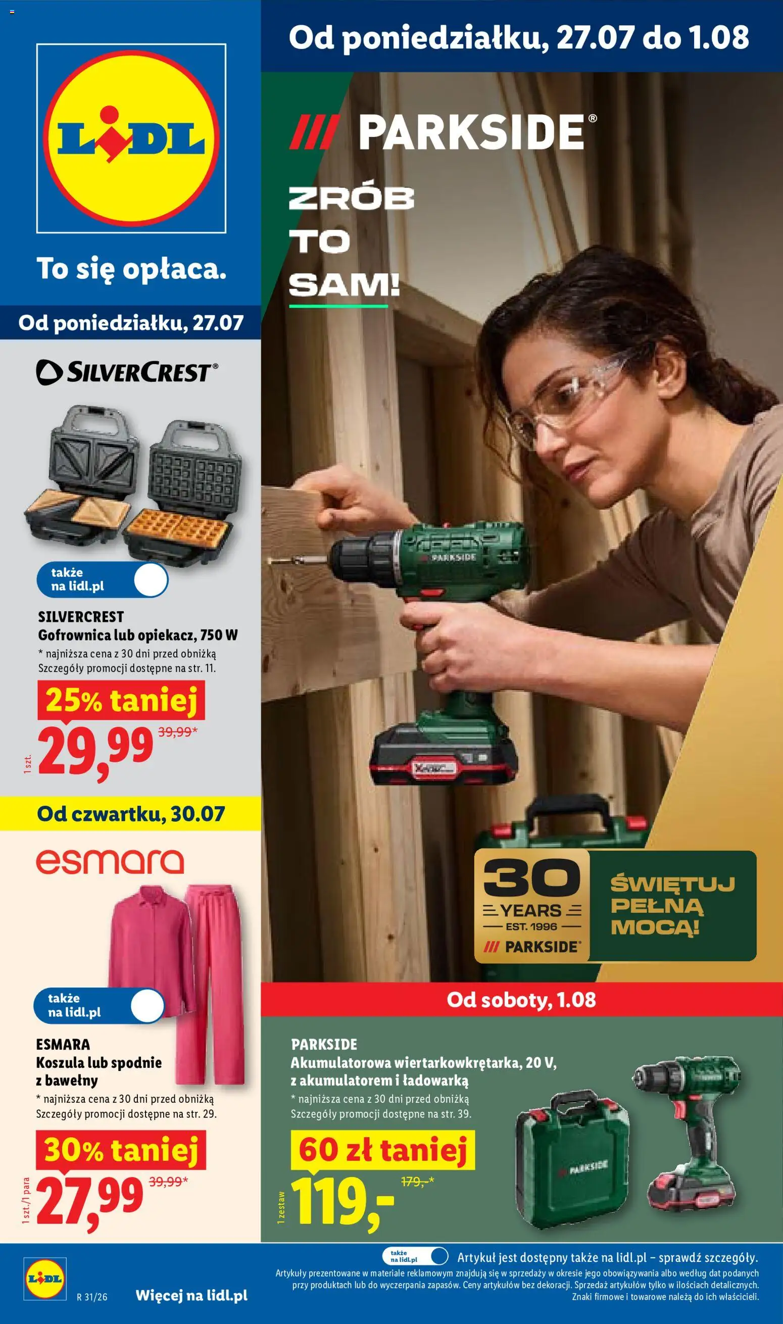 Lidl Katalog od 27.07.2026 | Strona: 1 | Produkty: Koszula, Ładowarka, Grill, Gofrownica
