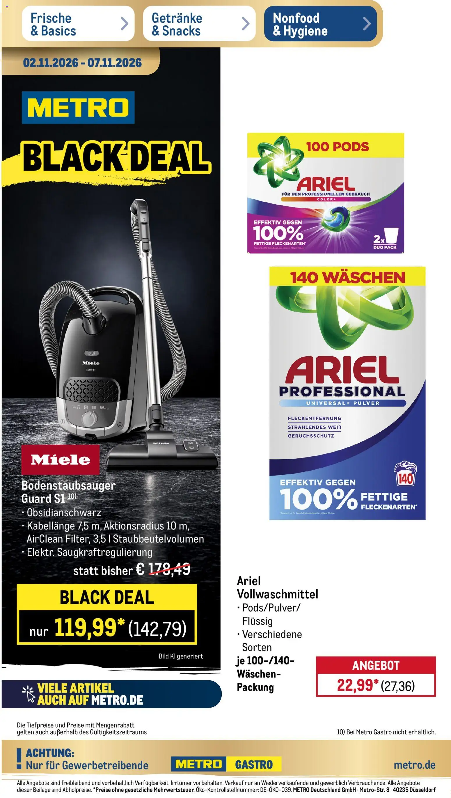 Metro Black Friday – gültig ab 02.11.2026 | Seite: 37 | Produkte: Miele, Ariel