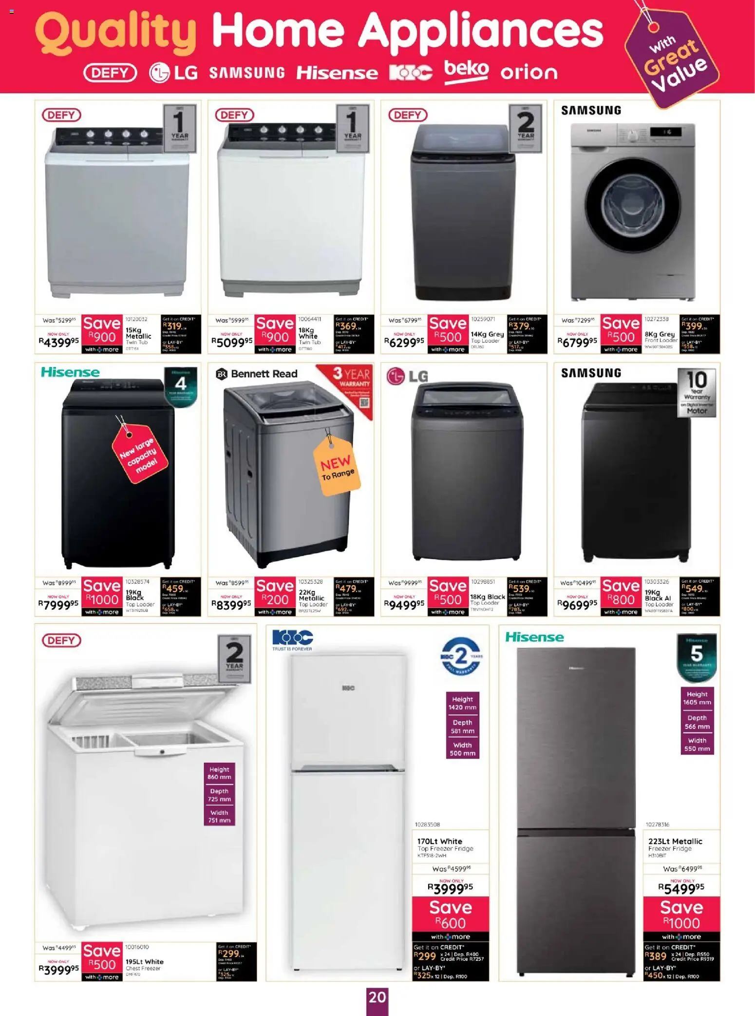 New Bradlows catalogue – valid from 15/10/2026 | Page: 20 | Products: Freezer, Freezer fridge, Fridge, Chest freezer