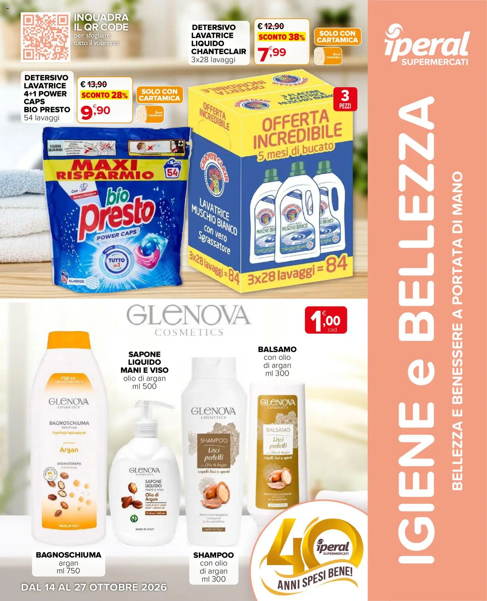 Volantino Iperal del 14/10/2026 | Pagina: 1 | Prodotti: Shampoo, Bagnoschiuma, Lavatrice, Profumo