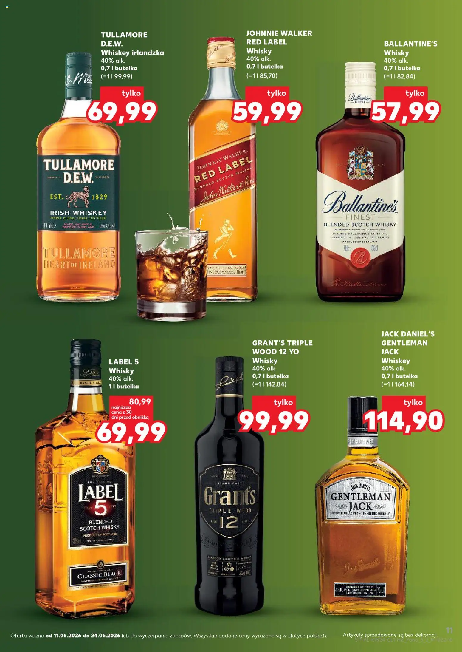 Kaufland Polsko leták - Barek od 11.06.2026 | Strana: 11 | Produkty: Finest, Gentleman Jack, Red Label, Ballantine's