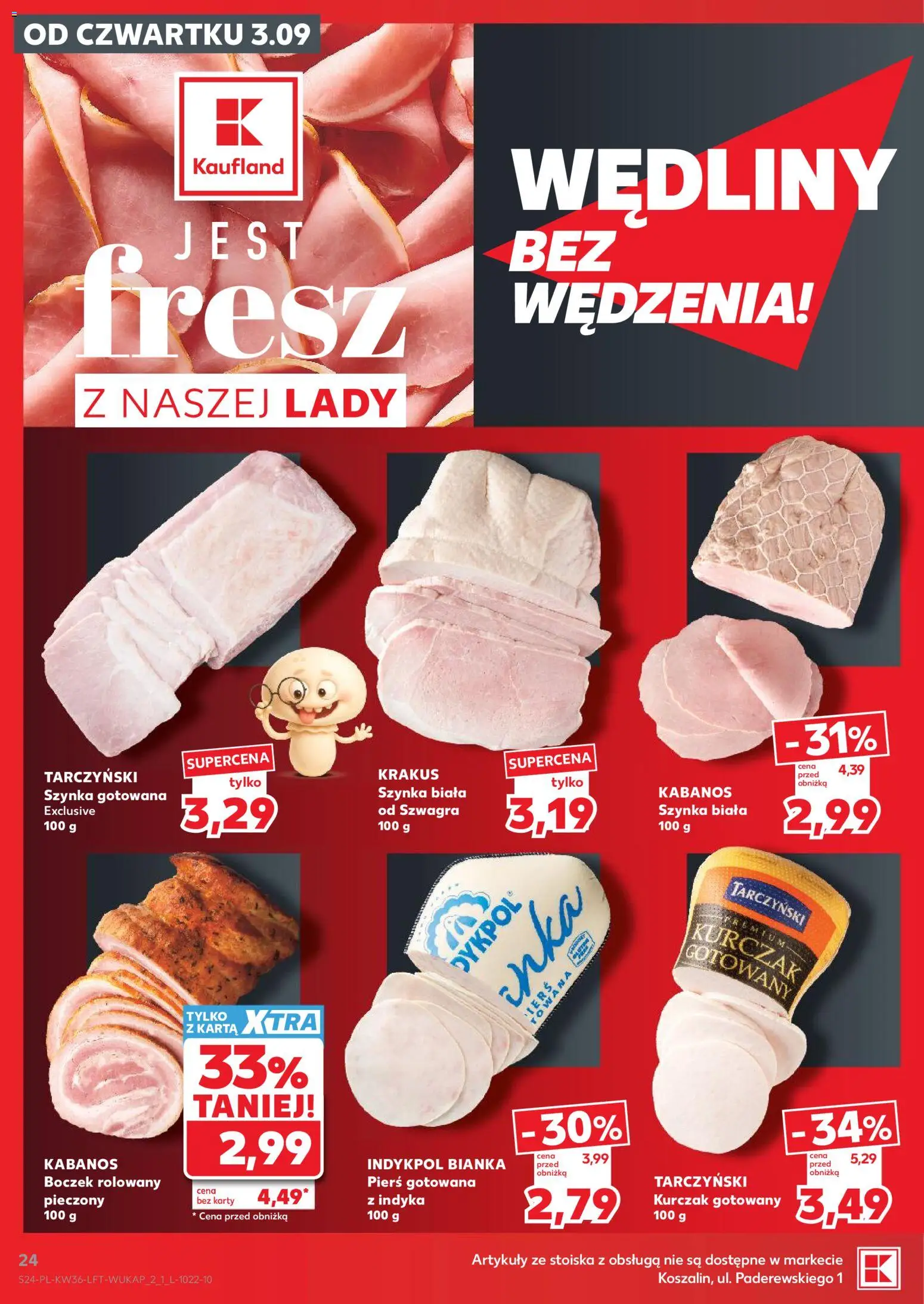Kaufland gazetka od 03.09.2026 | Strona: 24 | Produkty: Karta, Boczek, Wędliny, Szynka gotowana