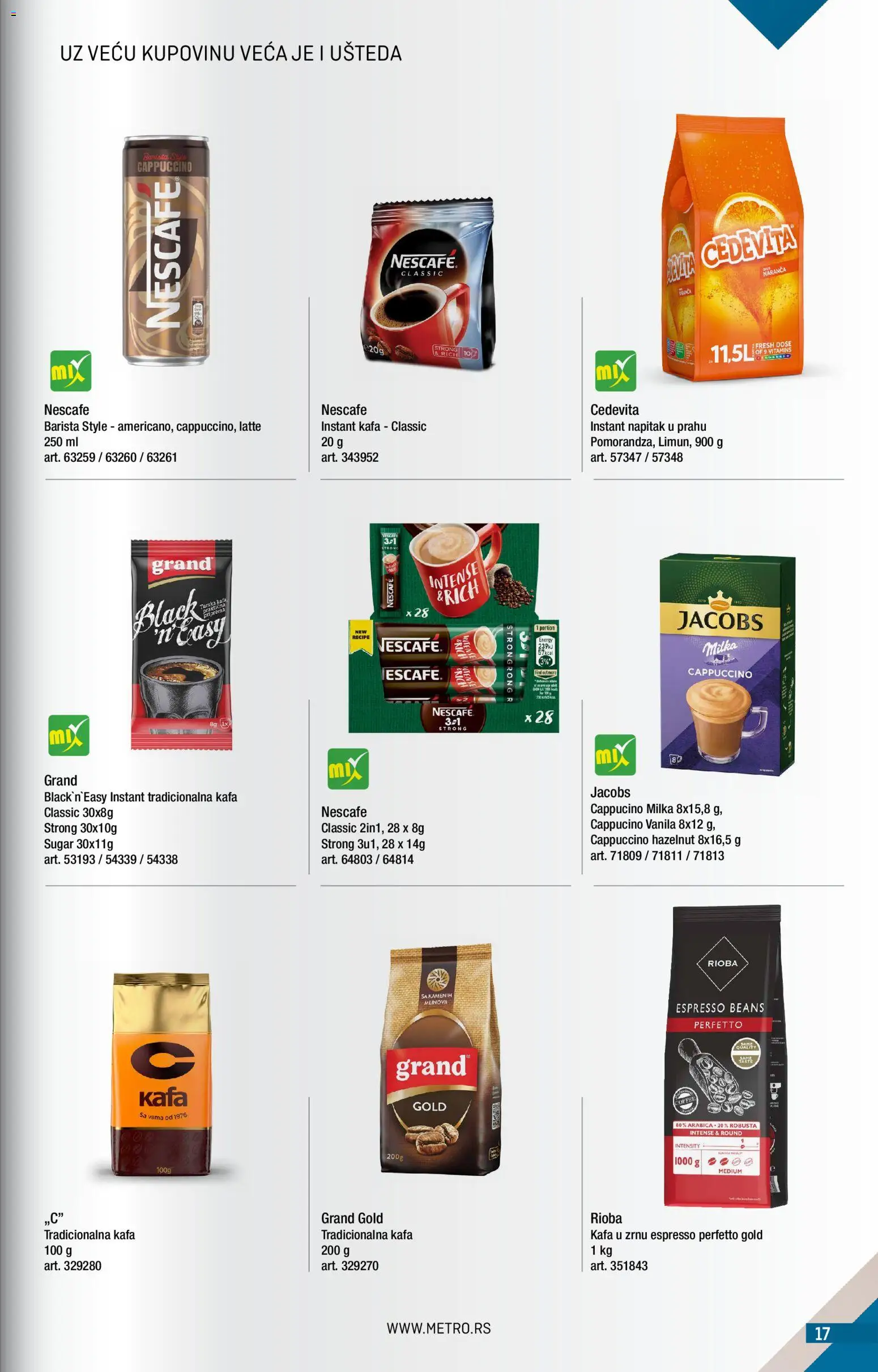 Metro katalog - važi od 01.08.2026 | Strana: 17 | Proizvode: Milka, Instant kafa, Cedevita, Kafa