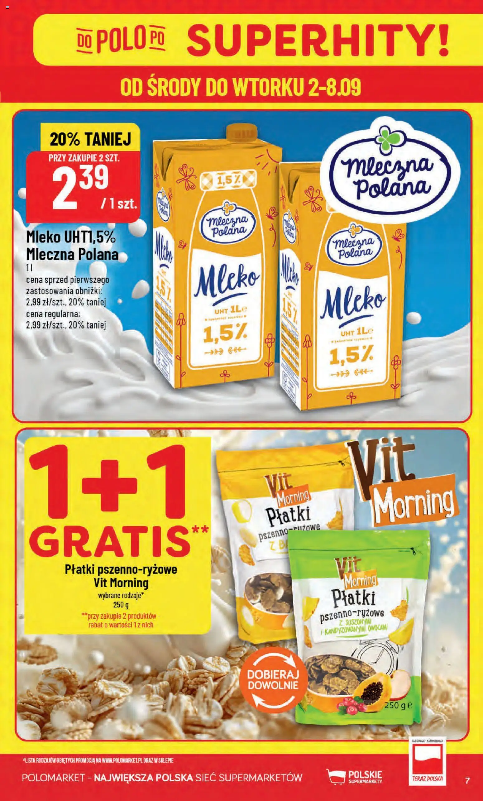 POLOmarket gazetka od 02.09.2026 | Strona: 7 | Produkty: Mleko, Mleko cena, Płatki