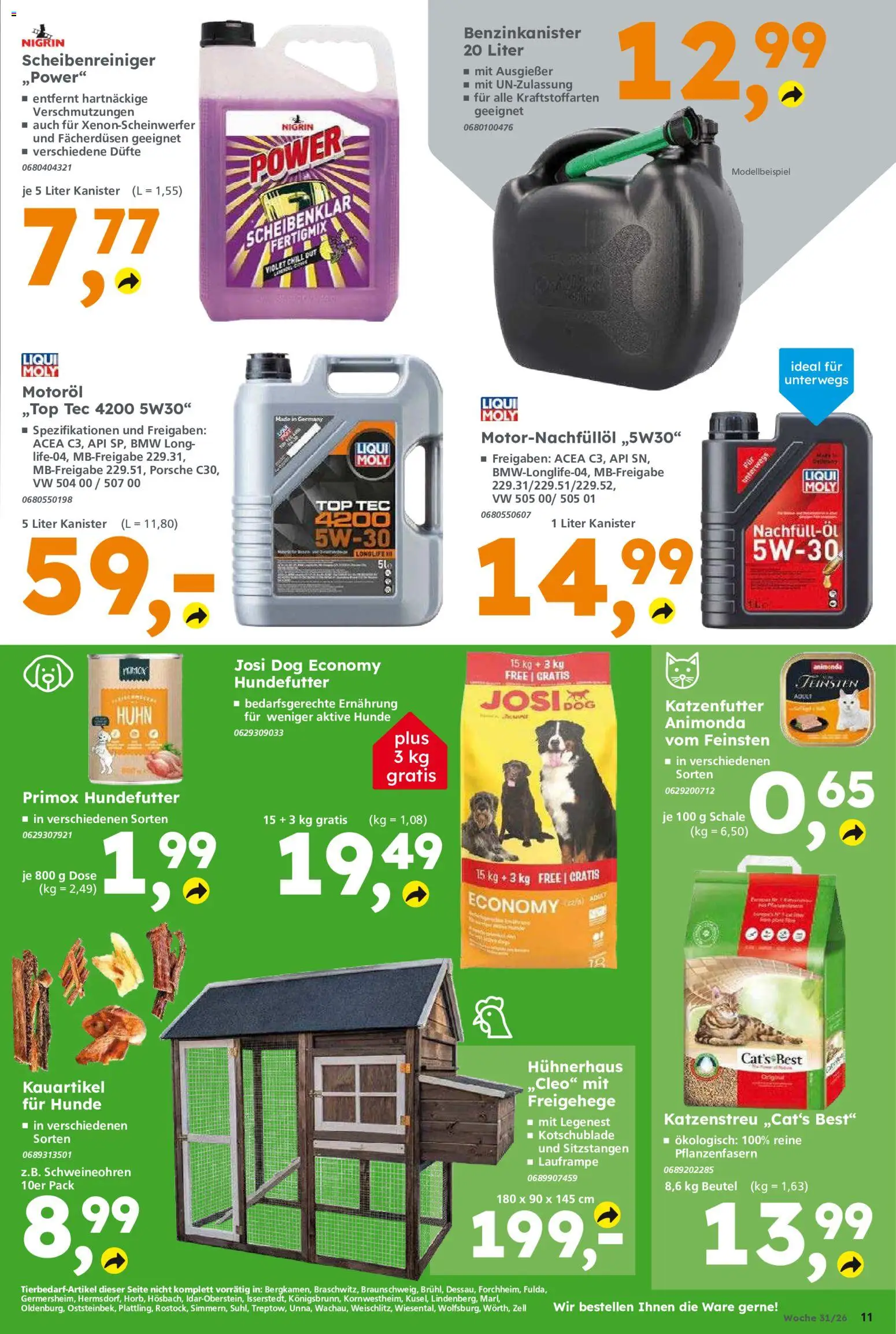 Globus Baumarkt Prospekt Weinstadt-Endersbach – gültig ab 27.07.2026 | Seite: 11 | Produkte: Top, Katzenfutter