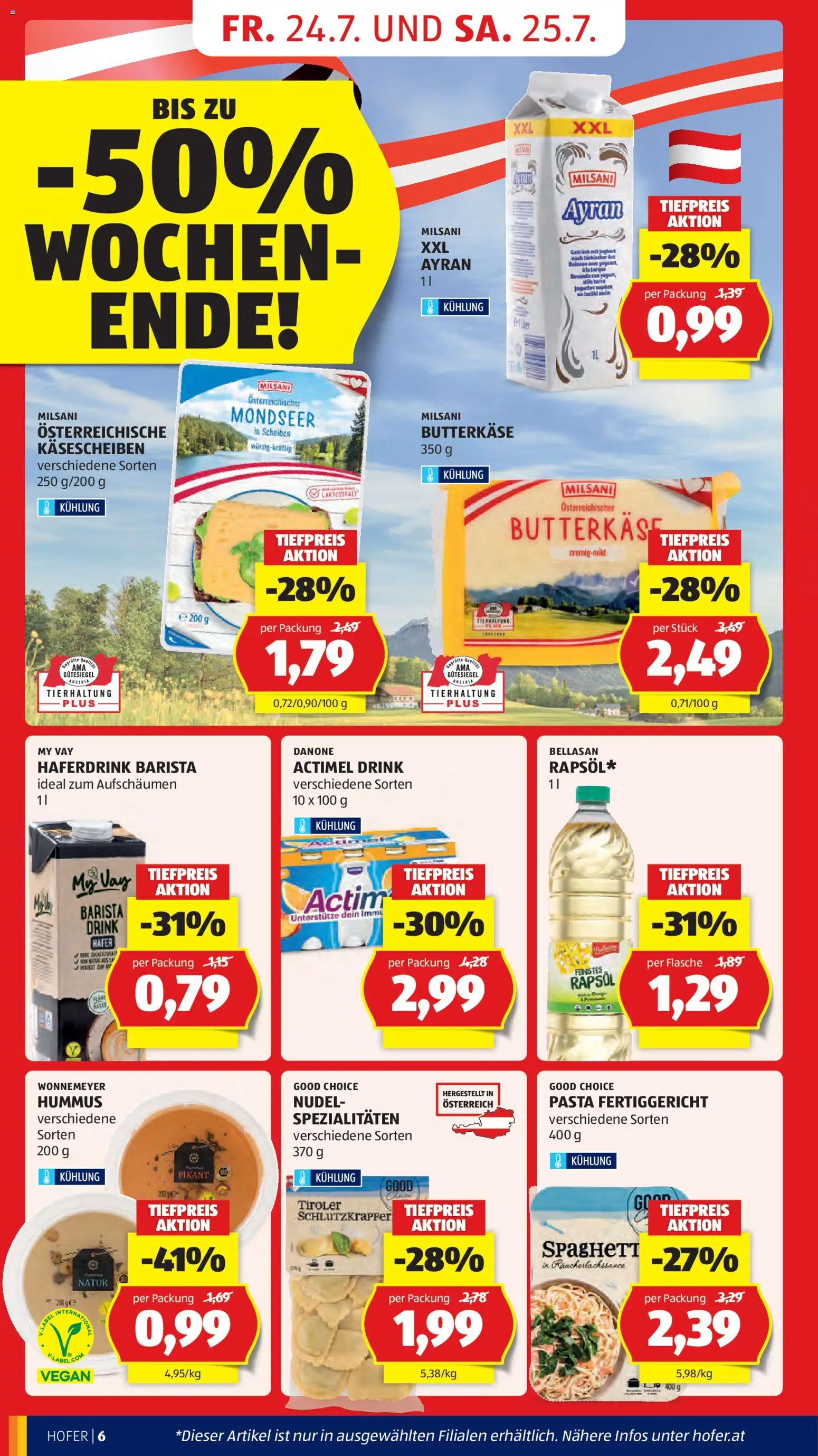 Hofer Flugblatt gültig ab 24.07.2026 | Seite: 12 | Produkte: Pasta, Butter, Joghurt, Spaghetti