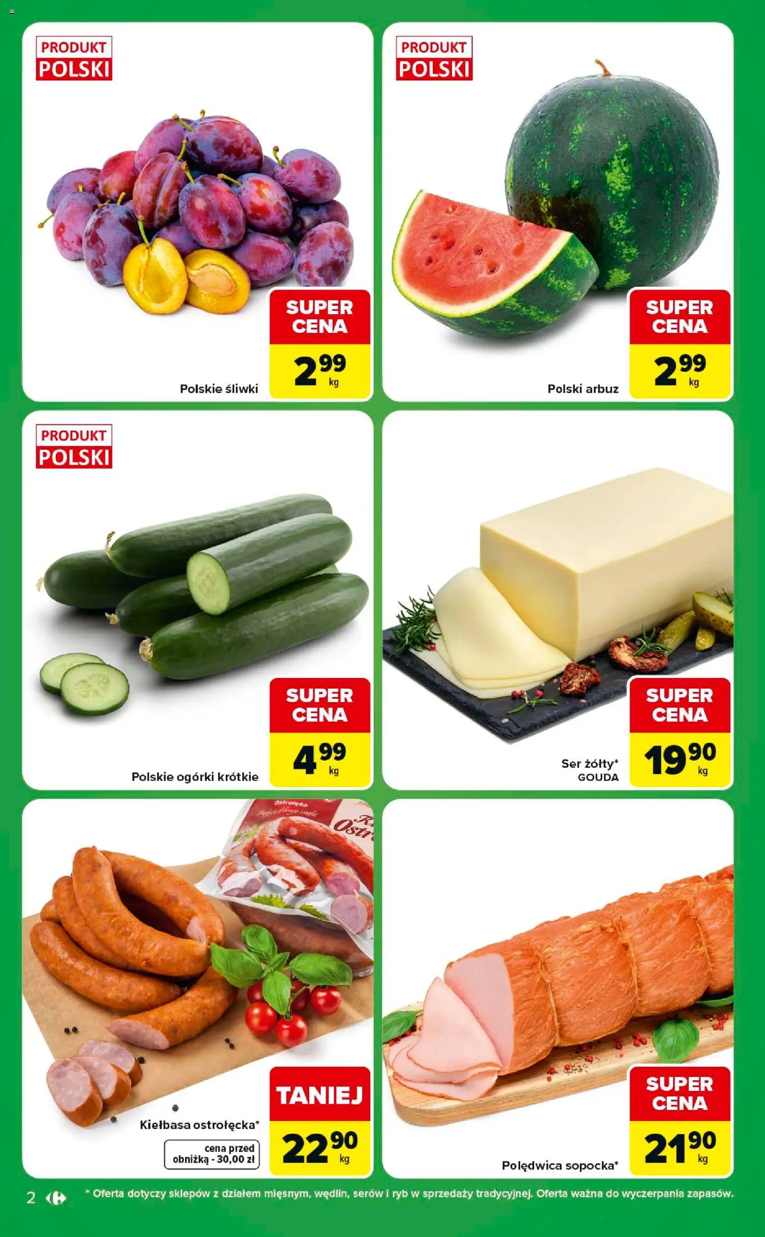 Carrefour gazetka - Express od 01.09.2026 | Strona: 2 | Produkty: Kiełbasa, Śliwki, Ser, Ogórki