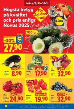 Lidl erbjudanden - Förhandsvisning av reklamblad från butik Lidl aktuell från 04.05.2026 | Sida: 2 | Produkter: Äpplen, Tomater, Blåbär, Aubergine
