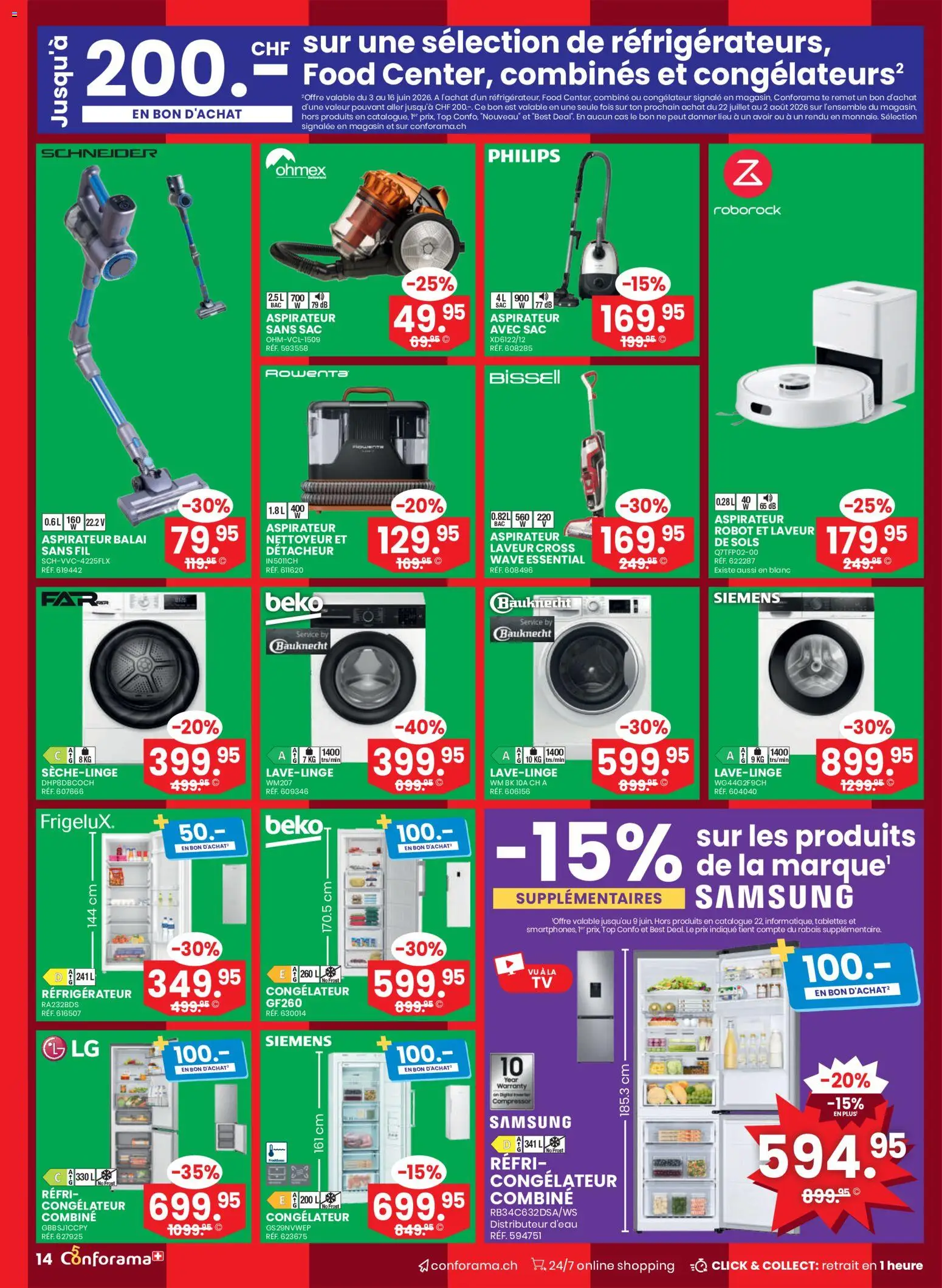 Conforama aktionen FR – gültig ab 03.06.2026 | Seite: 14 | Produkte: Top, Samsung, Philips, Siemens