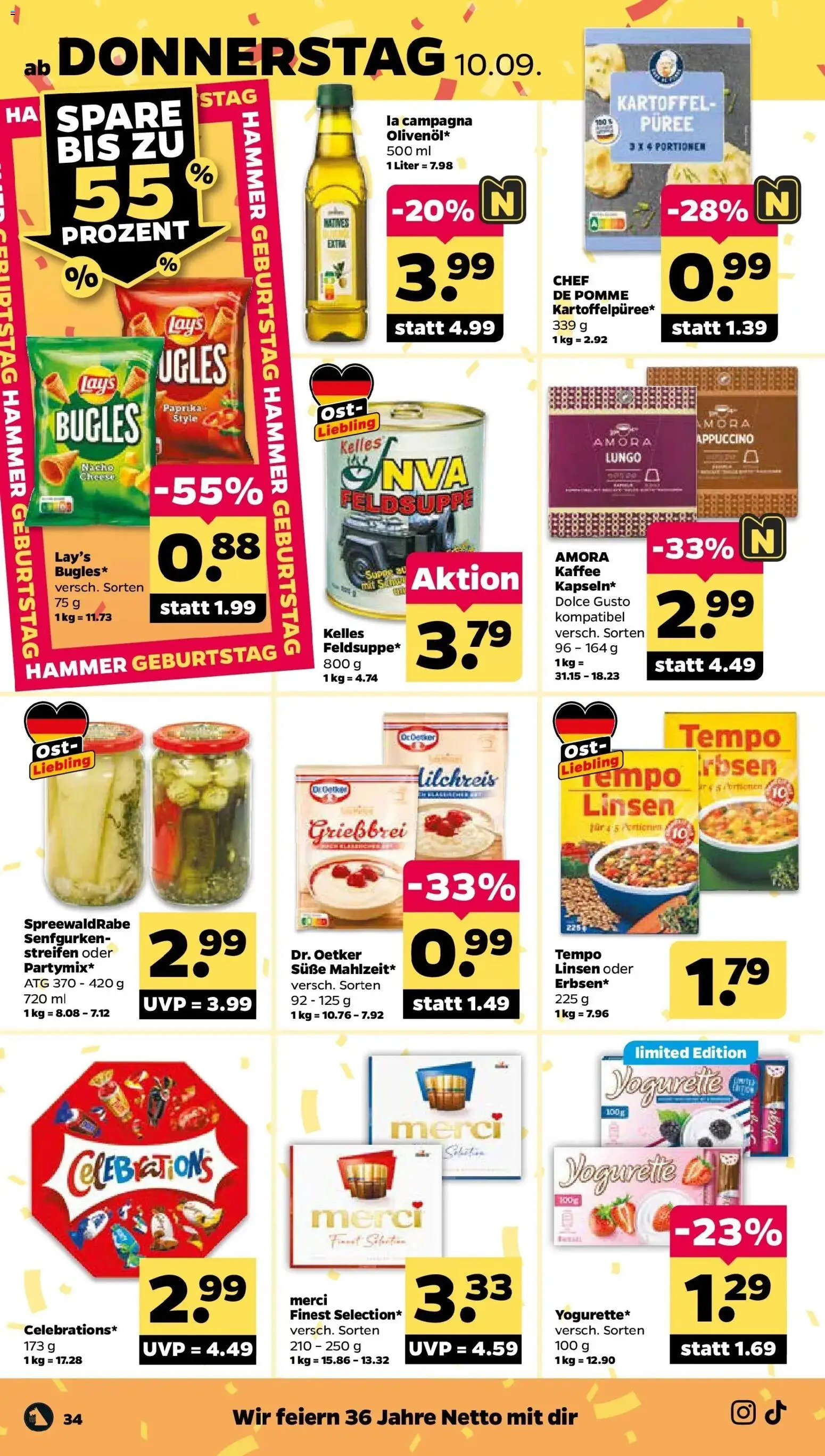 Netto Aktueller Prospekt ab 06.09.2026 → Angebote nächste Woche | Seite: 38 | Produkte: Merci, Celebrations, Paprika, Tempo