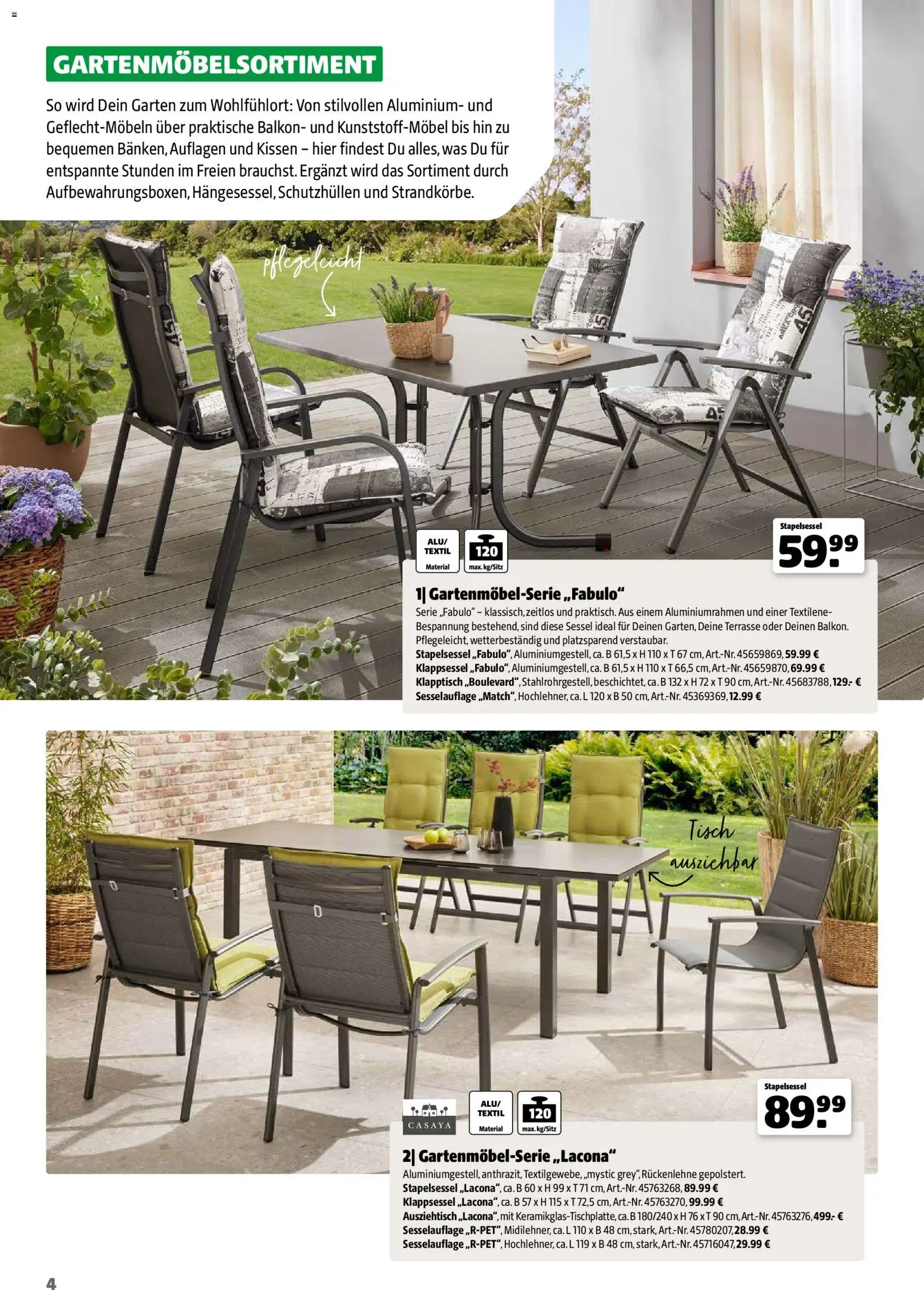 Hagebau Gartenjahr gültig ab 13.03.2026 | Seite: 4 | Produkte: Kissen, Sessel