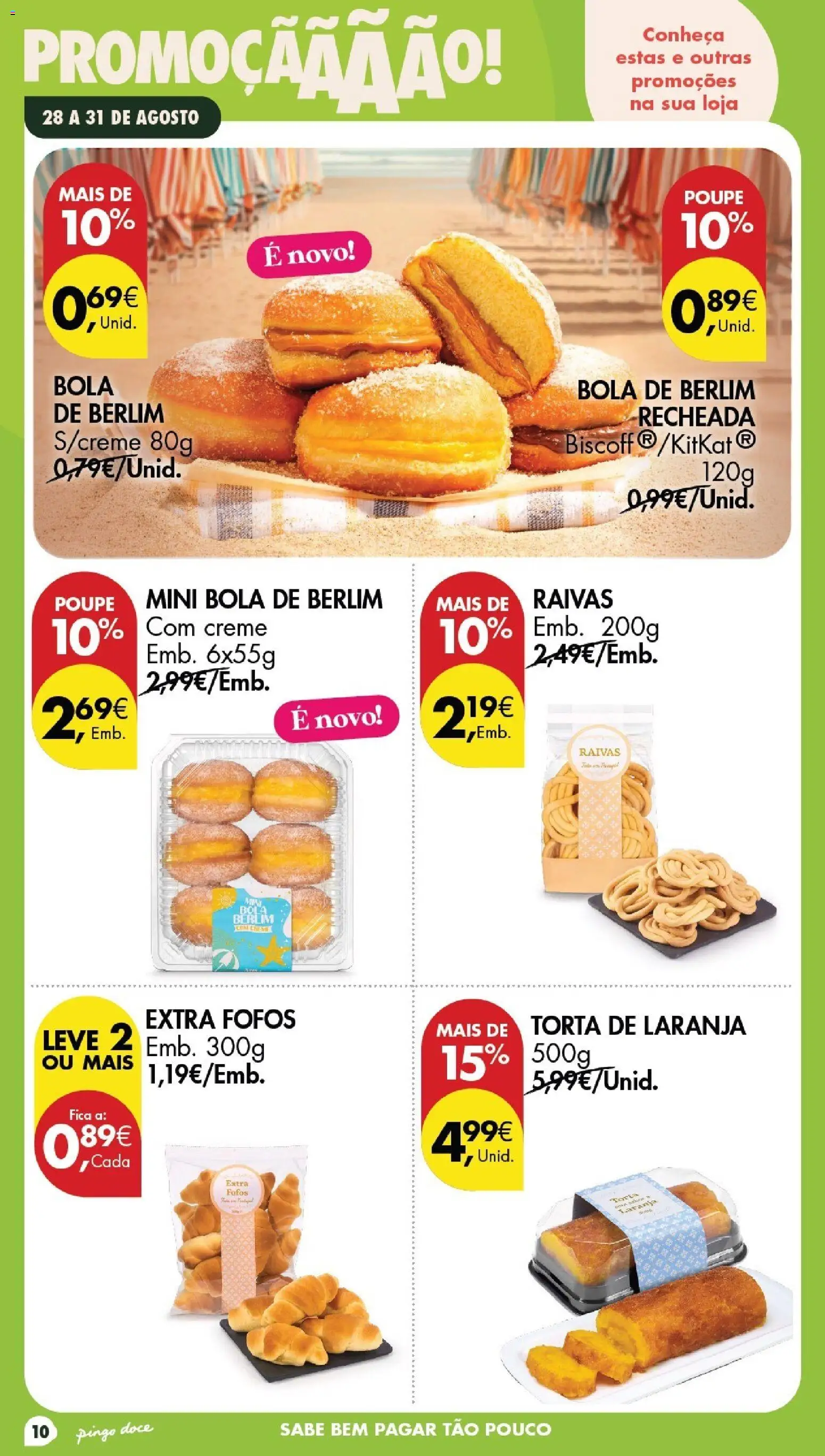 Pingo Doce Poupe este Fim de Semana │ válido de 28/08/2026 | Página: 10 | Produtos: Bola de Berlim, Torta, Creme