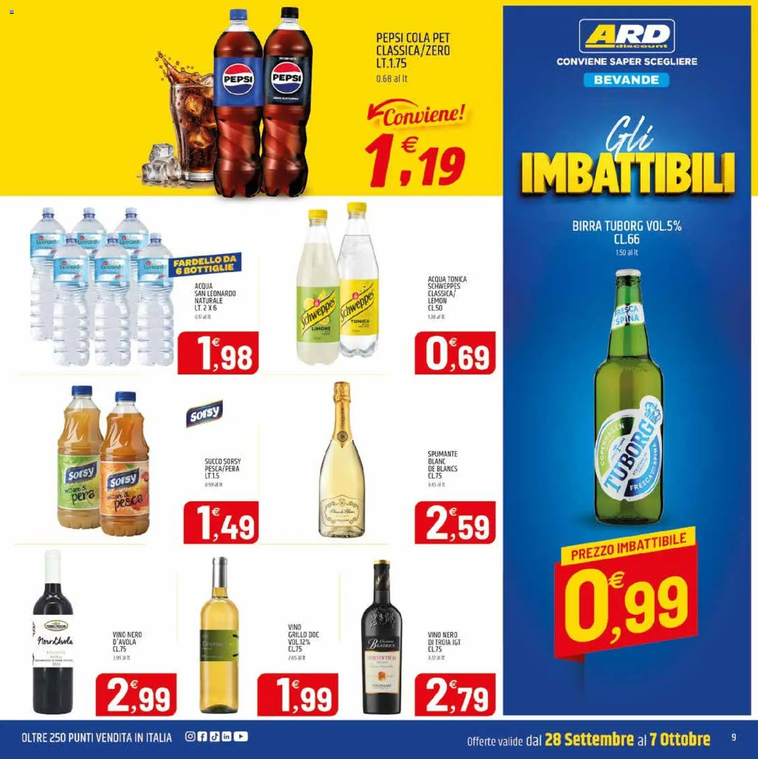 Volantino ARD Discount del 28/09/2026 | Pagina: 9 | Prodotti: Bevande, Limone, Vino, Spumante