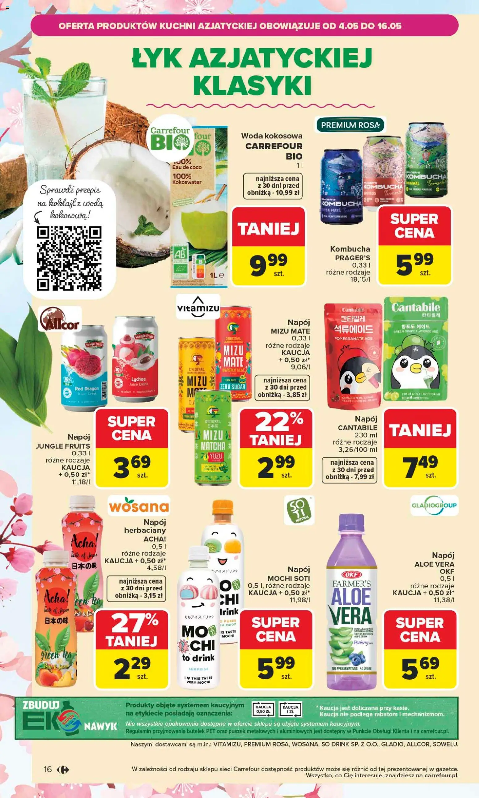 Carrefour gazetka od 04.05.2026 | Strona: 18 | Produkty: Woda kokosowa, Kombucha, Woda