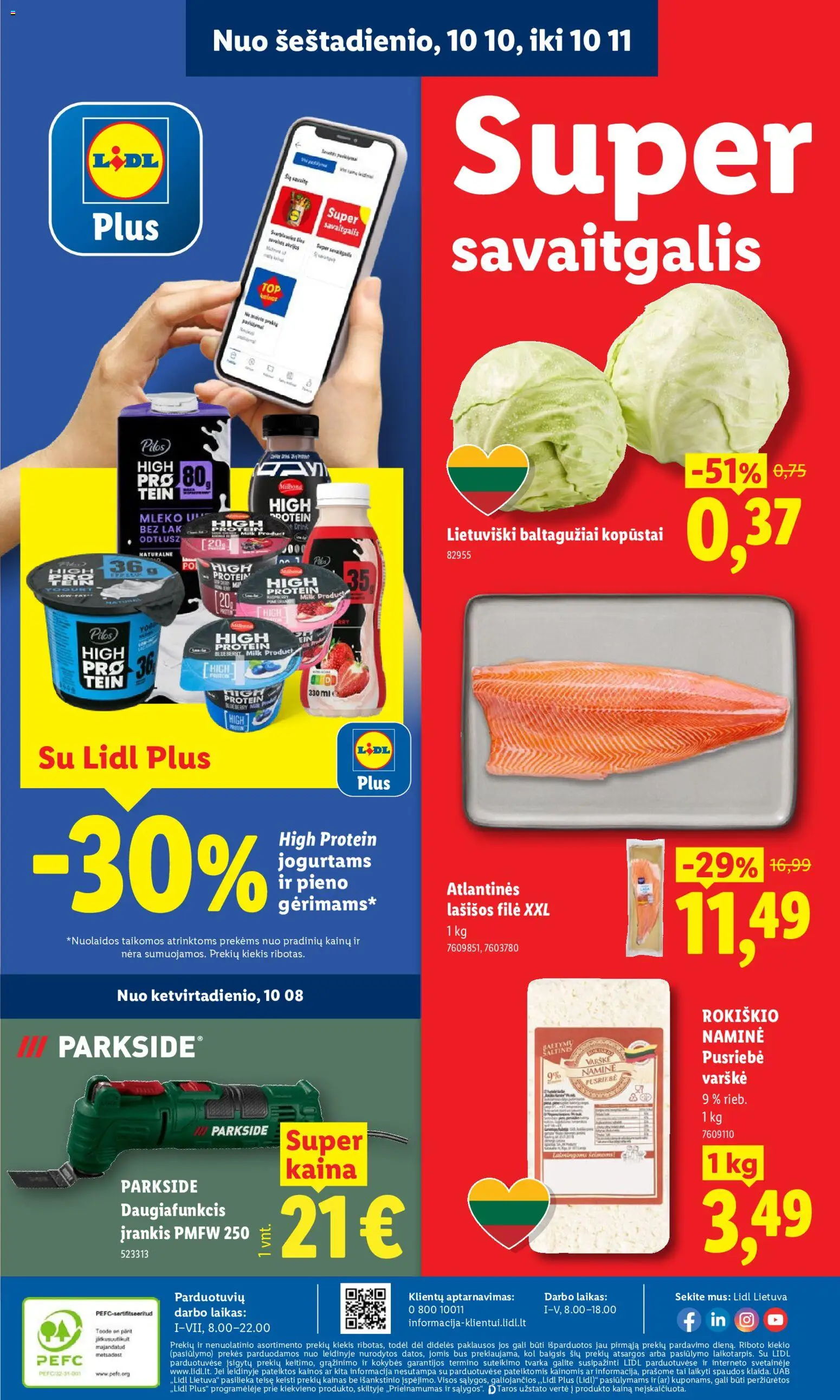 LIDL akcijos nuo 2026.10.05 | Puslapis: 54 | Prekių: Kopūstai, Lašišos, Varškė