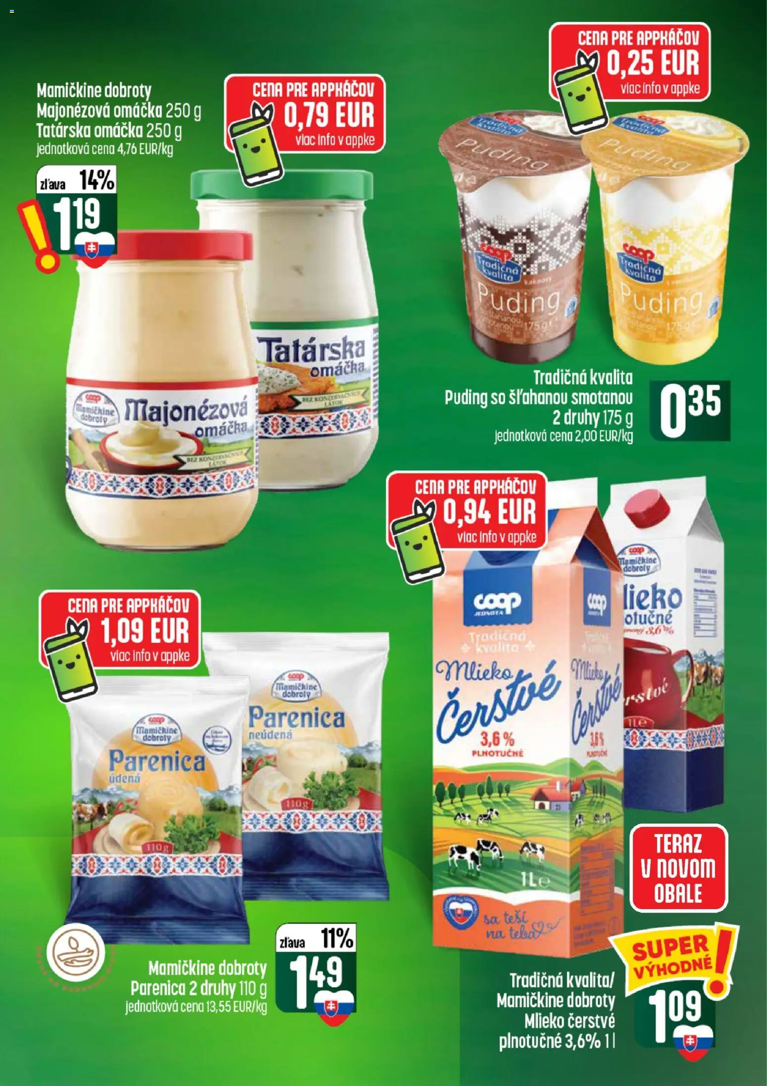 Nové COOP Jednota akcie – leták je platný od 30.07.2026 | Strana: 31 | Produkty: Mlieko, Puding, Tatárska omáčka, Omáčka