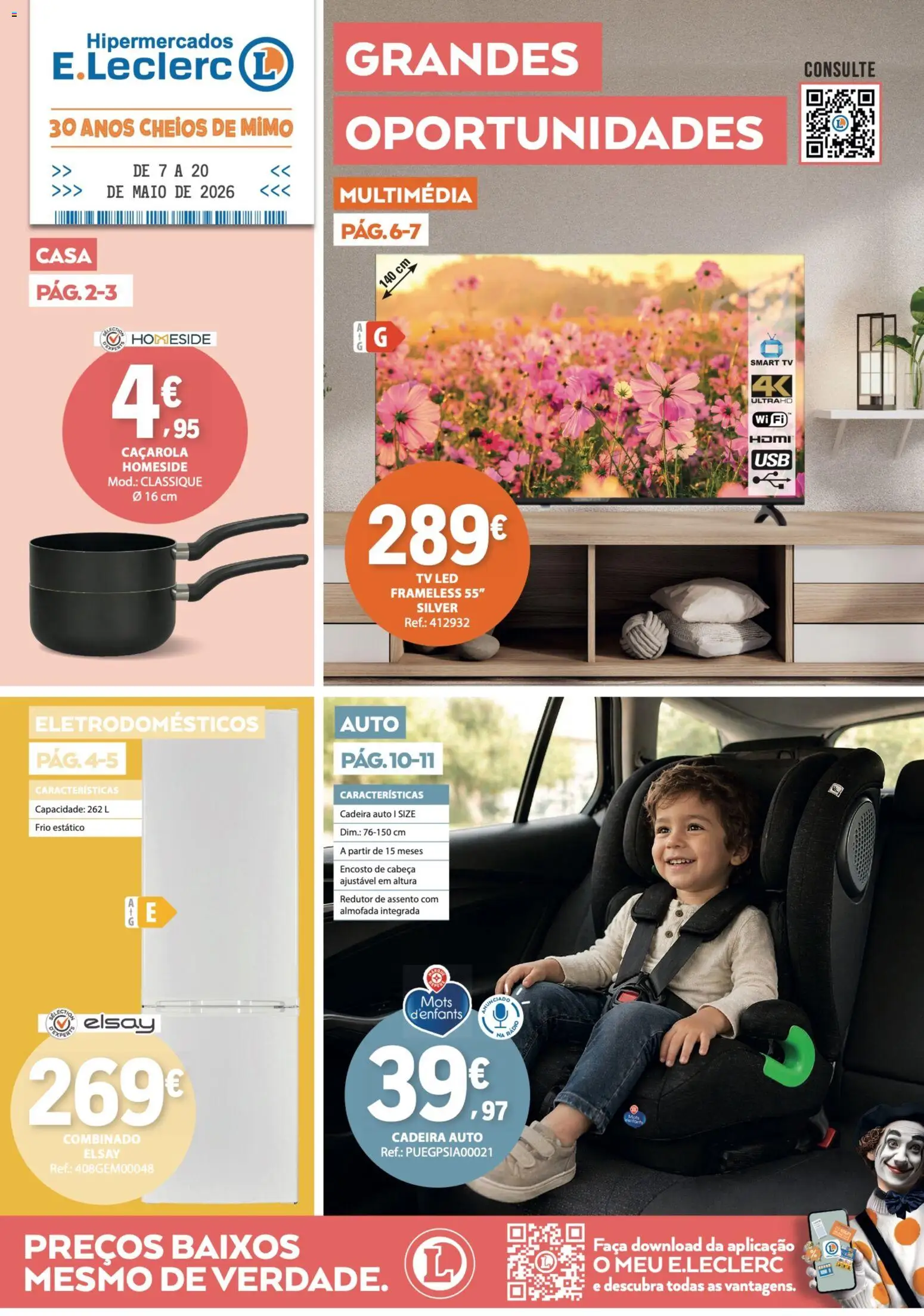 E.Leclerc folheto Não Alimentar │ válido de 07.05.2026 | Página: 1 | Produtos: Rádio, Tv led, Almofada, Cadeira