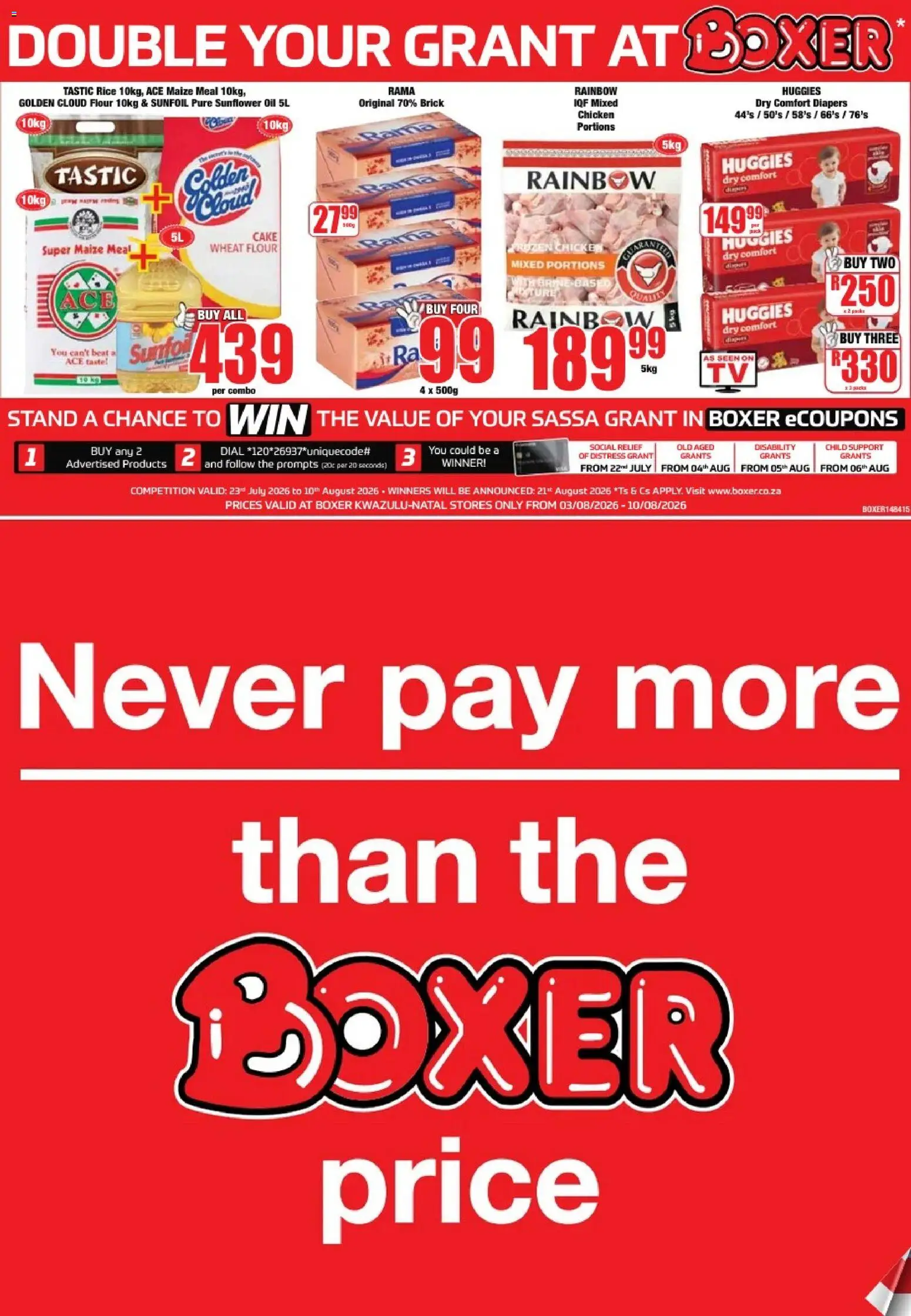 New Boxer catalogue – valid from 03/08/2026 | Page: 1 | Products: Cake, Flour, Oil, Rice