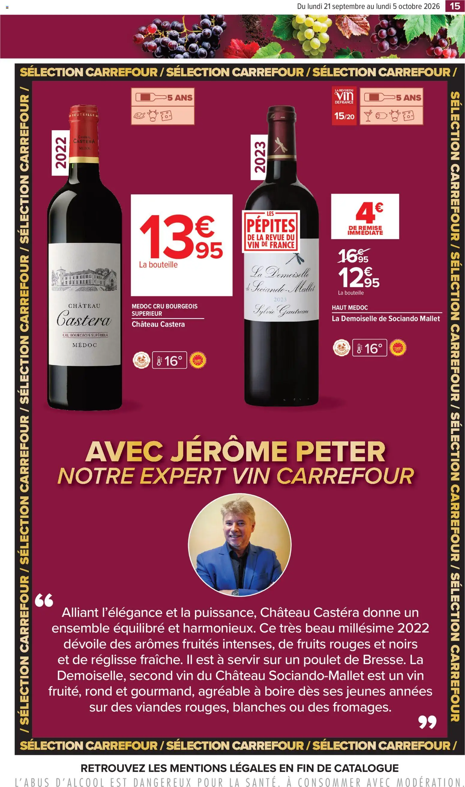 {H1} | Page: 15 | Produits: Poulet, Fruits, Bouteille, Vin