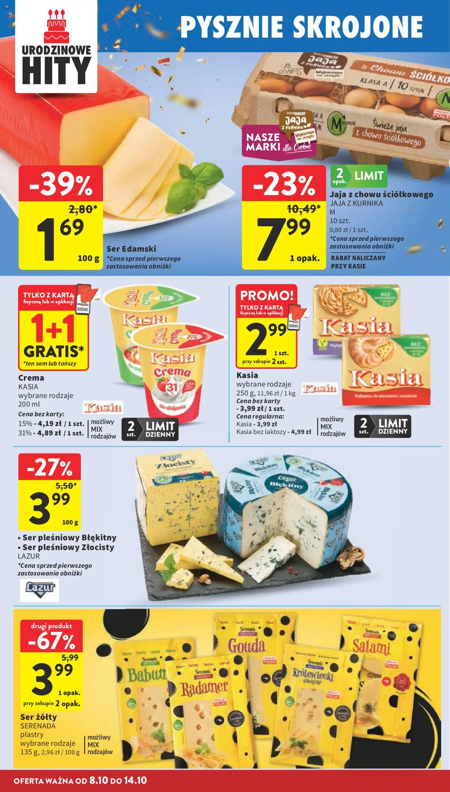 Intermarche gazetka od 08.10.2026 | Strona: 22 | Produkty: Karta, Ser edamski, Salami, Jaja