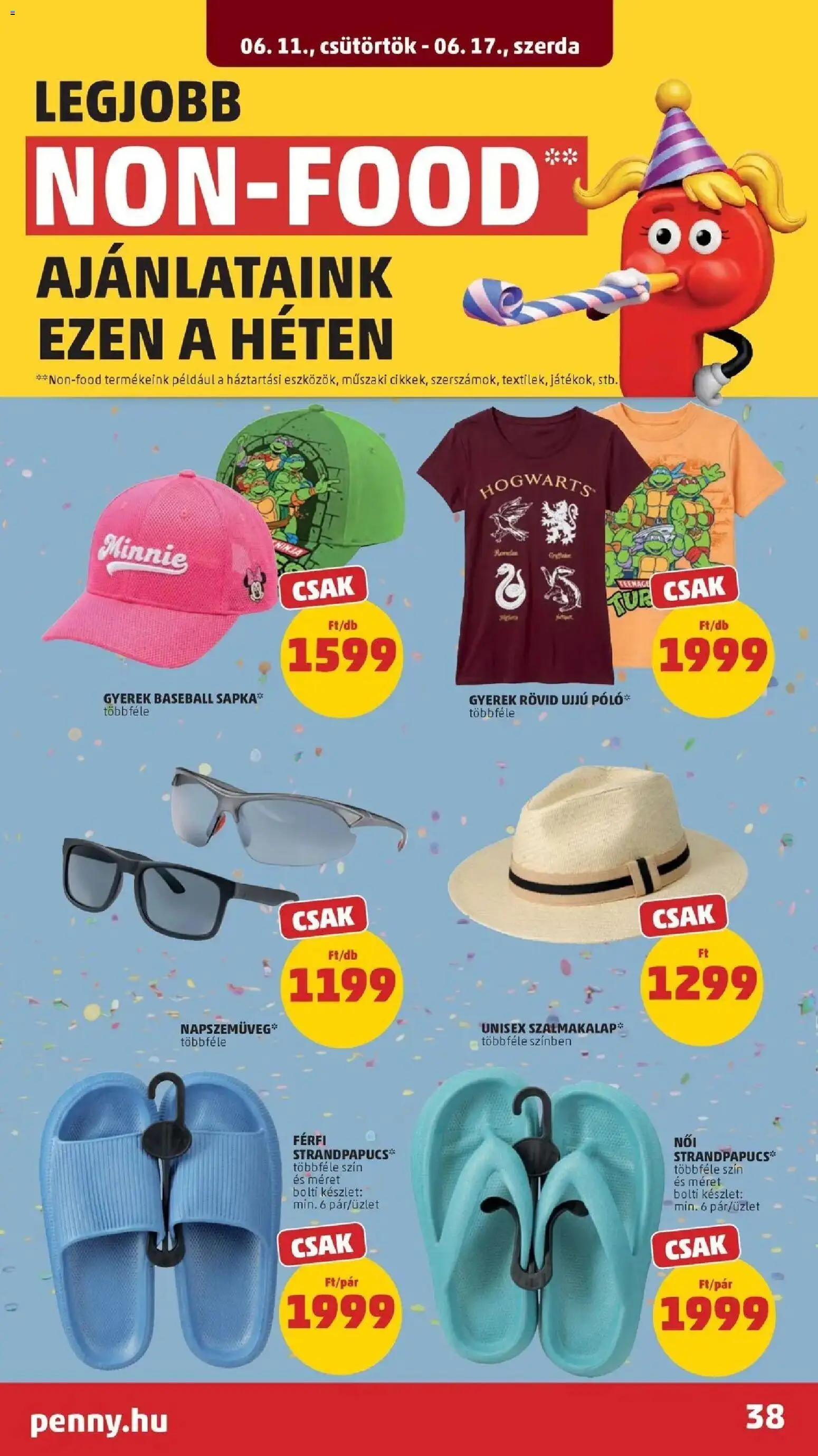 PENNY akciós ujság - amely érvényes a következő dátumtól: 11.06.2026 | Oldal: 38 | Termékek: Sapka, Strandpapucs
