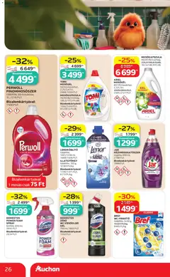 Auchan akciós újság - amely érvényes a következő dátumtól: 18.06.2026 | Oldal: 26 | Termékek: Mosógél, Mosókapszula, Öblítő, WC