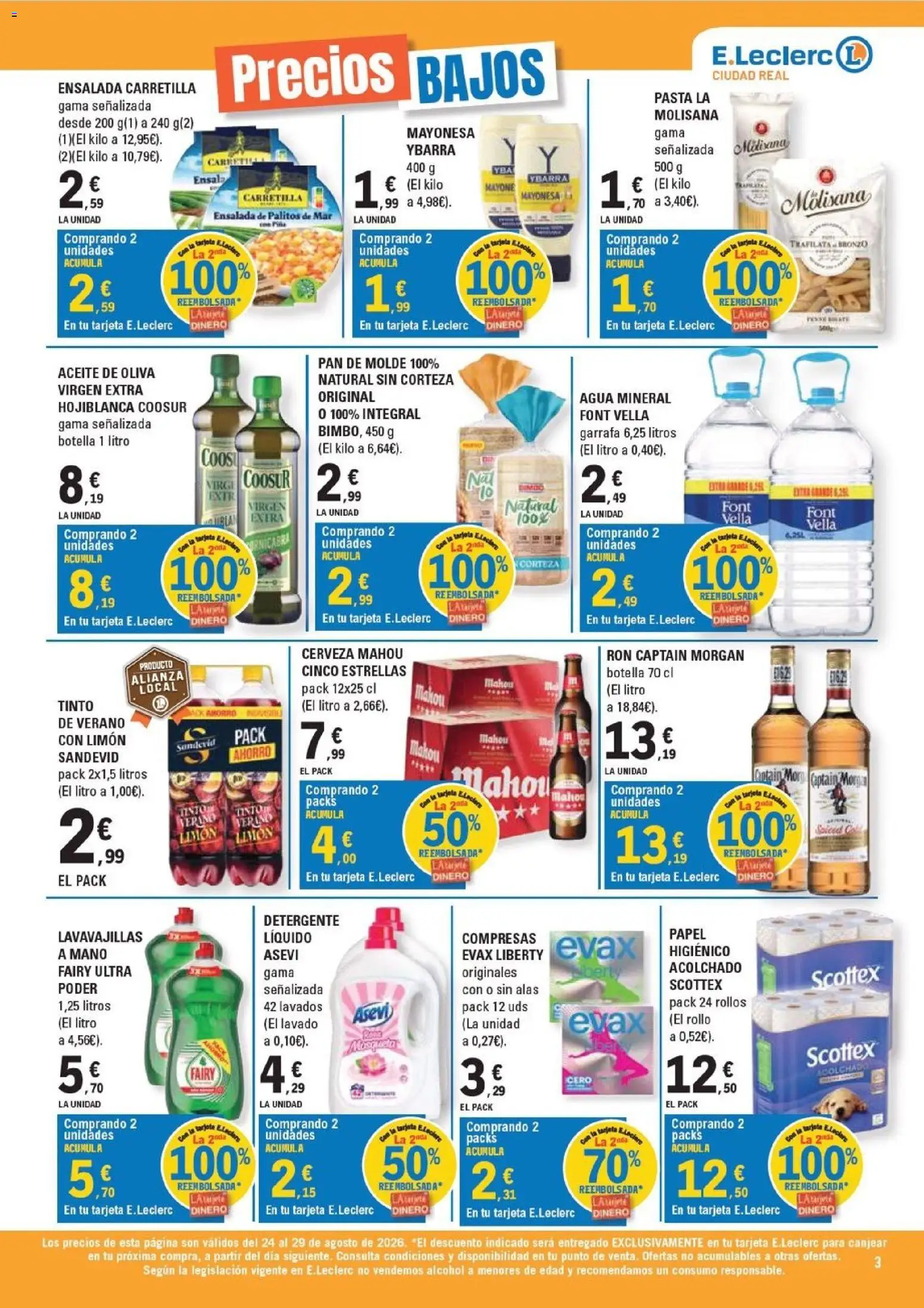 E.Leclerc Ciudad Real │ válido desde el 24/08/2026 | Página: 3 | Productos: Detergente, Pan, Limón, Detergente líquido