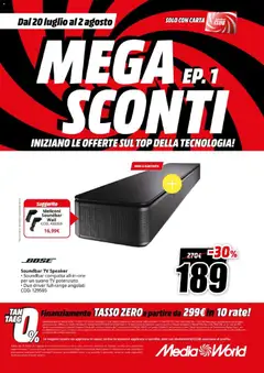 Anteprima del volantino Media World volantino Sconti valido a partire dal 20/07/2026 | Pagina: 10 | Prodotti: Soundbar, Top, TV, Speaker
