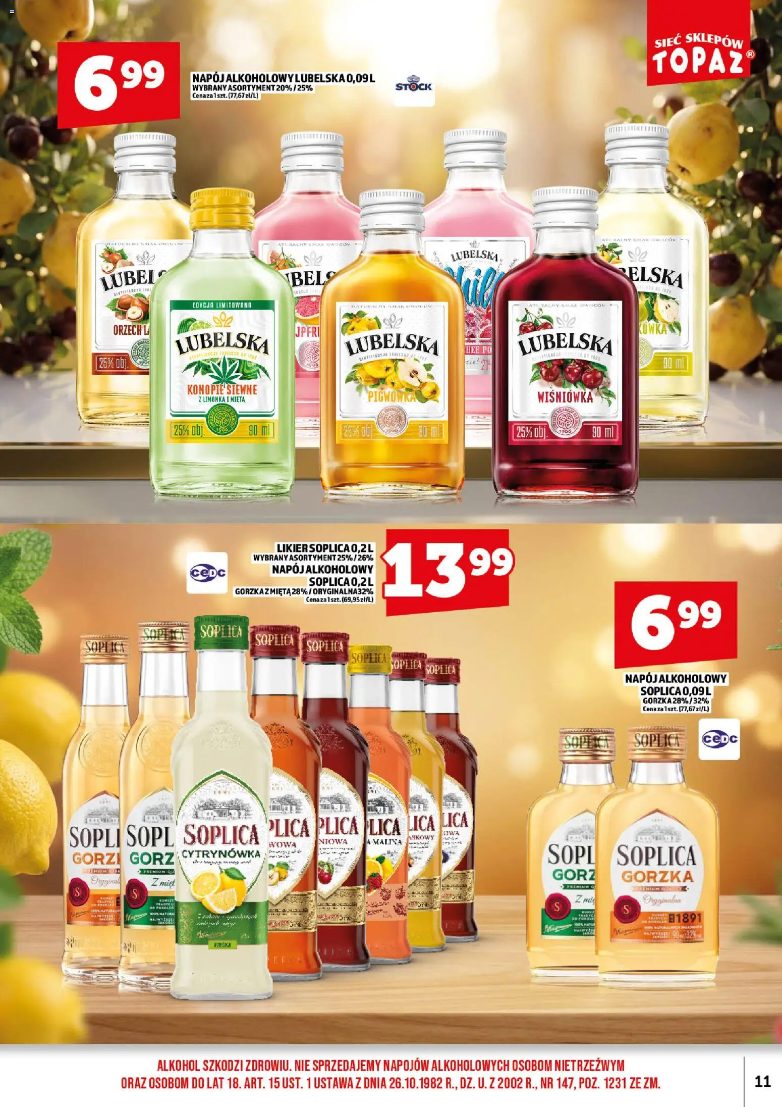 Topaz gazetka alkoholowa od 01.09.2026 | Strona: 13 | Produkty: Limonka, Soplica, Mięta, Wiśniówka