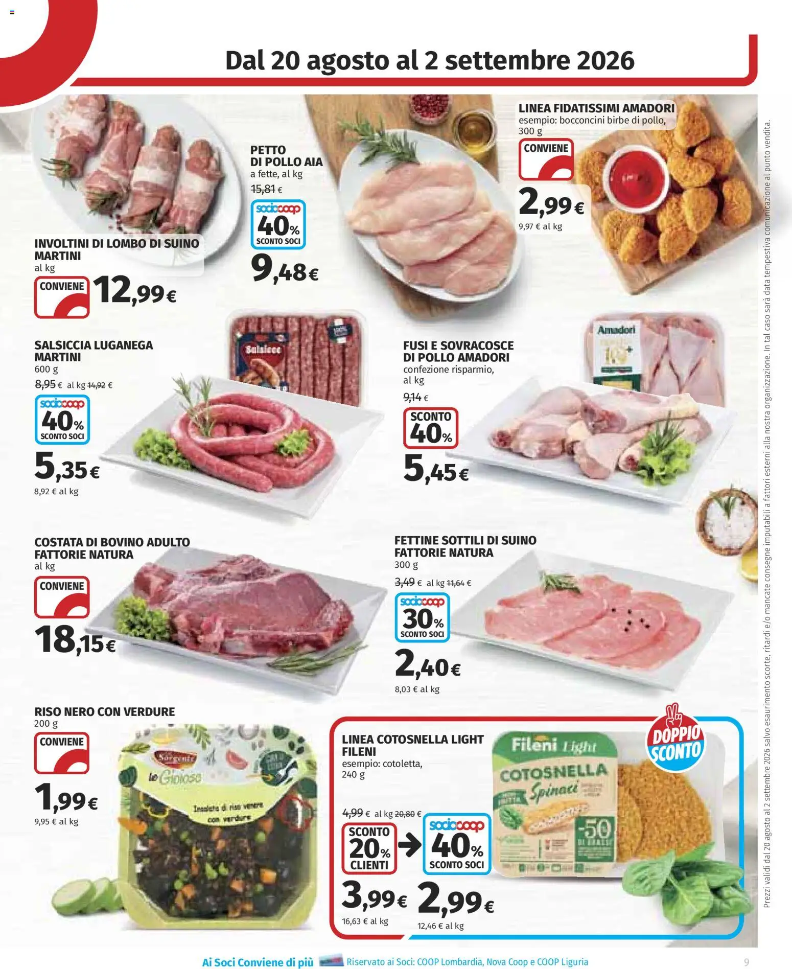 Volantino COOP del 20/08/2026 | Pagina: 9 | Prodotti: Pollo, Verdure, Data, Martini