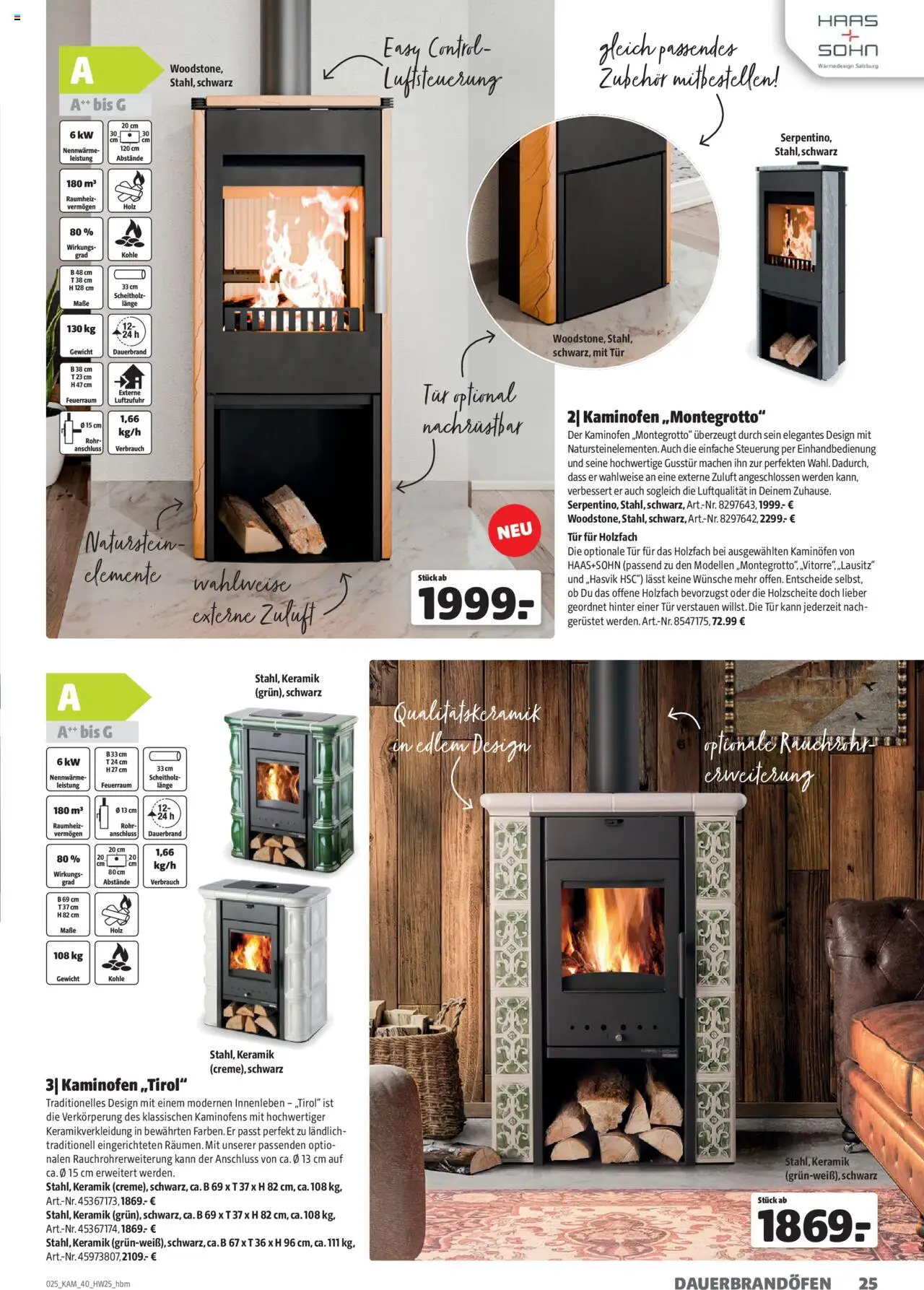 Hagebau Kaminöfen – gültig ab 07.07.2025 | Seite: 25 | Produkte: Gewicht, Tür, Kaminofen