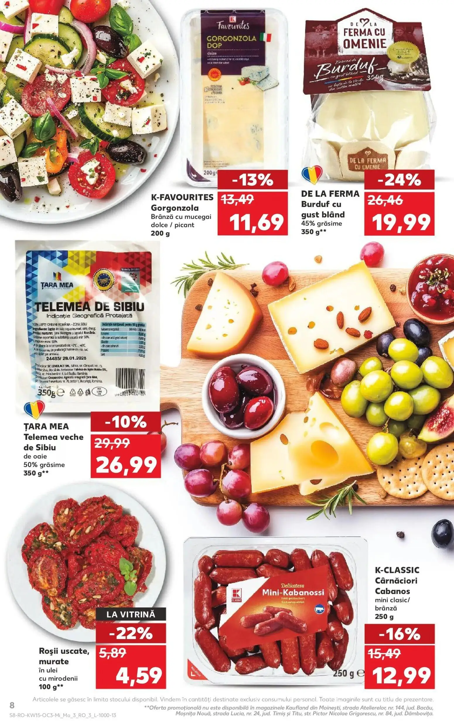 Noul catalog Kaufland – valabil de la 08.04.2026 | Pagină: 8 | Produse: Vitrină, Gorgonzola, Ulei, Roșii