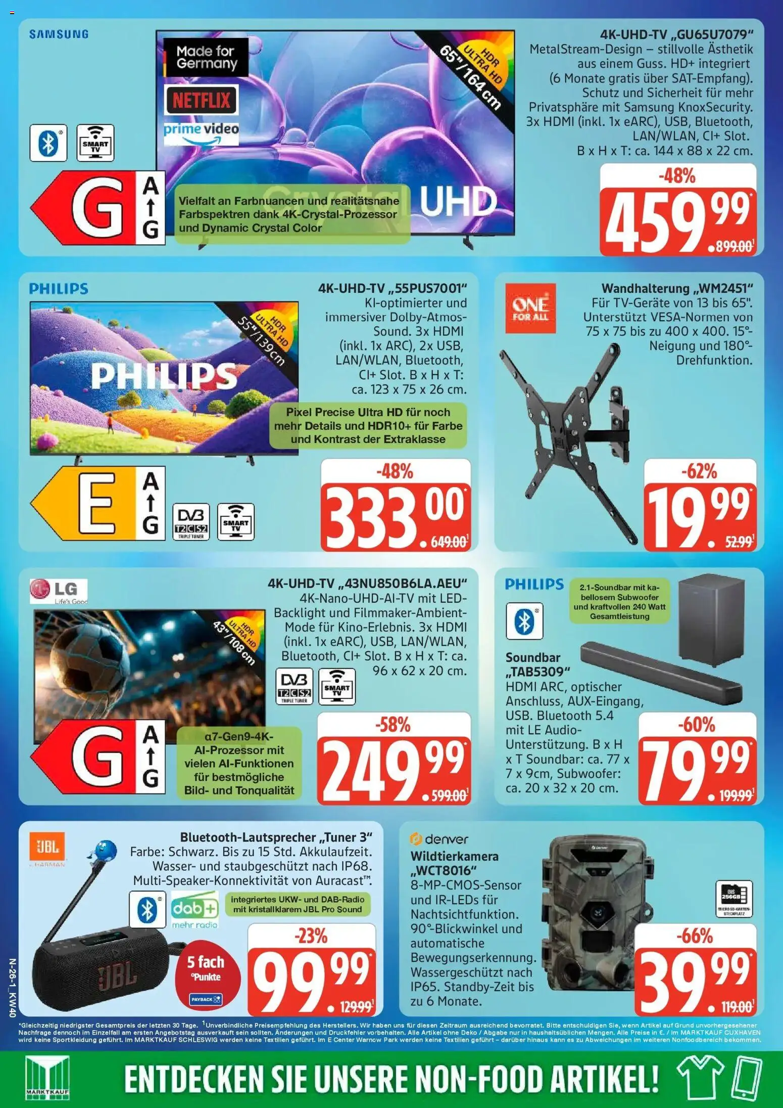 Marktkauf Prospekt Cuxhaven (ab 28.09.2026) » Angebote online | Seite: 26 | Produkte: Philips, Wasser, Soundbar, Audio