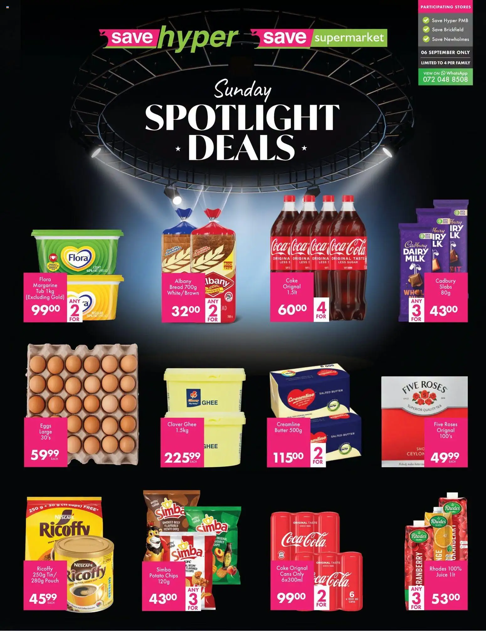New Save catalogue – valid from 06/09/2026 | Page: 1 | Products: Spread, Coke, Bread, Tea