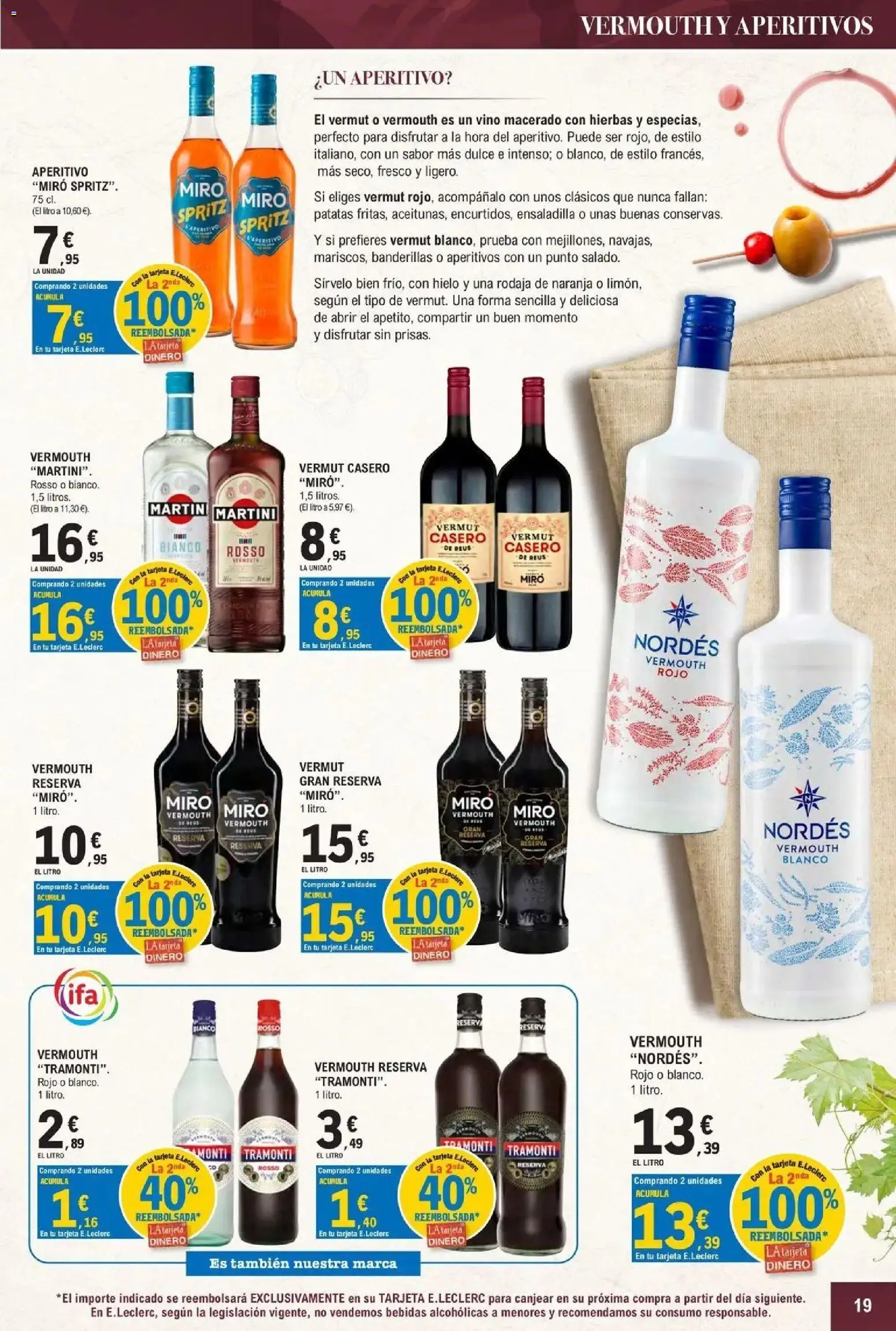 E.Leclerc - Feria del vino 30/09/2026 - 17/10/2026 | Página: 19 | Productos: Vermut, Hielo, Bebidas, Martini