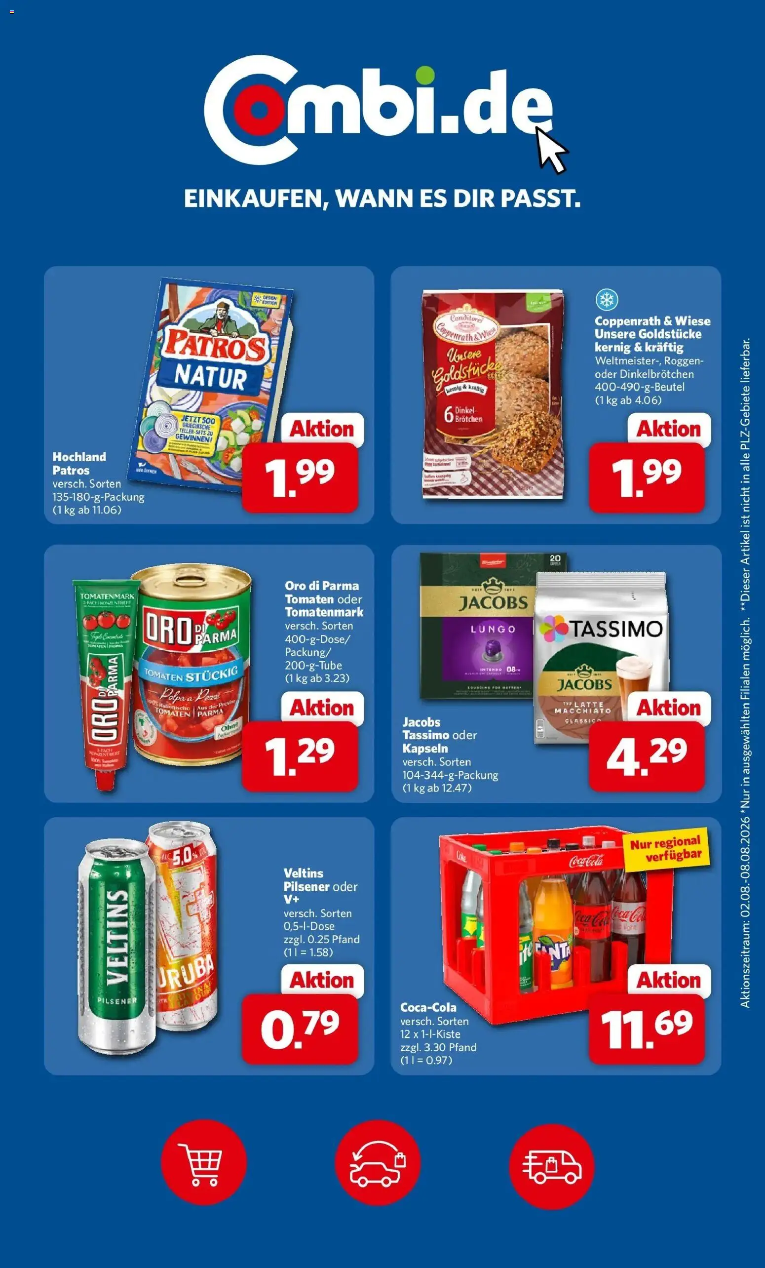 Combi Prospekt Borchen (ab 03.08.2026) zum Blättern | Seite: 31 | Produkte: Tomaten, Oro di parma, Tassimo, Veltins