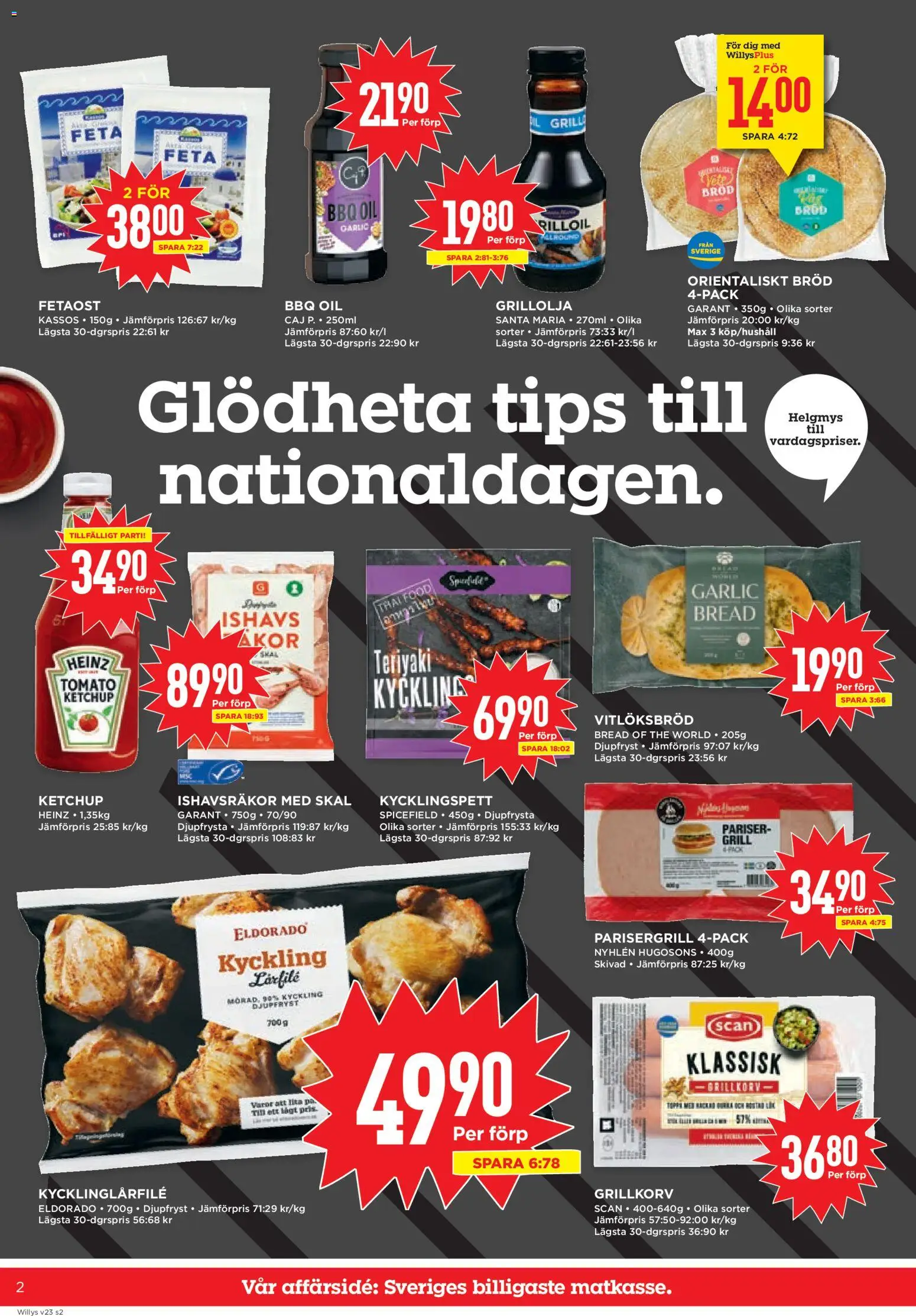 Willys reklamblad aktuell från 01.06.2026 | Sida: 2 | Produkter: Grill, Fetaost, Grillkorv, Ketchup