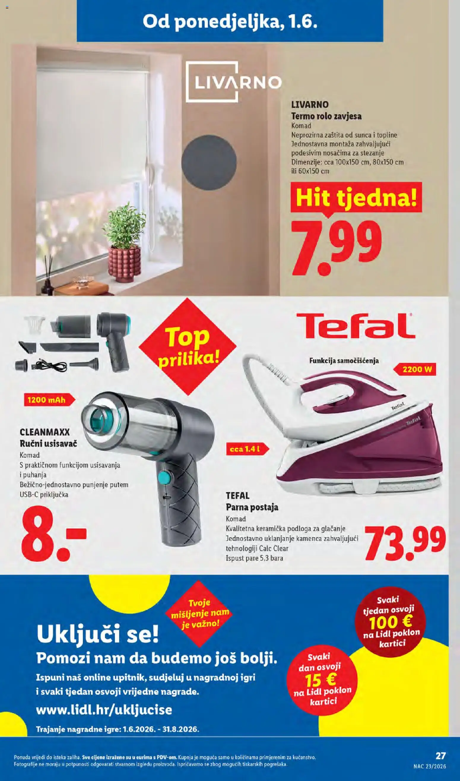 Lidl katalog | vrijedi od 01.06.2026 | Stranica: 27 | Proizvodi: Rolo zavjesa, Usisavač, Parna postaja, Zavjesa