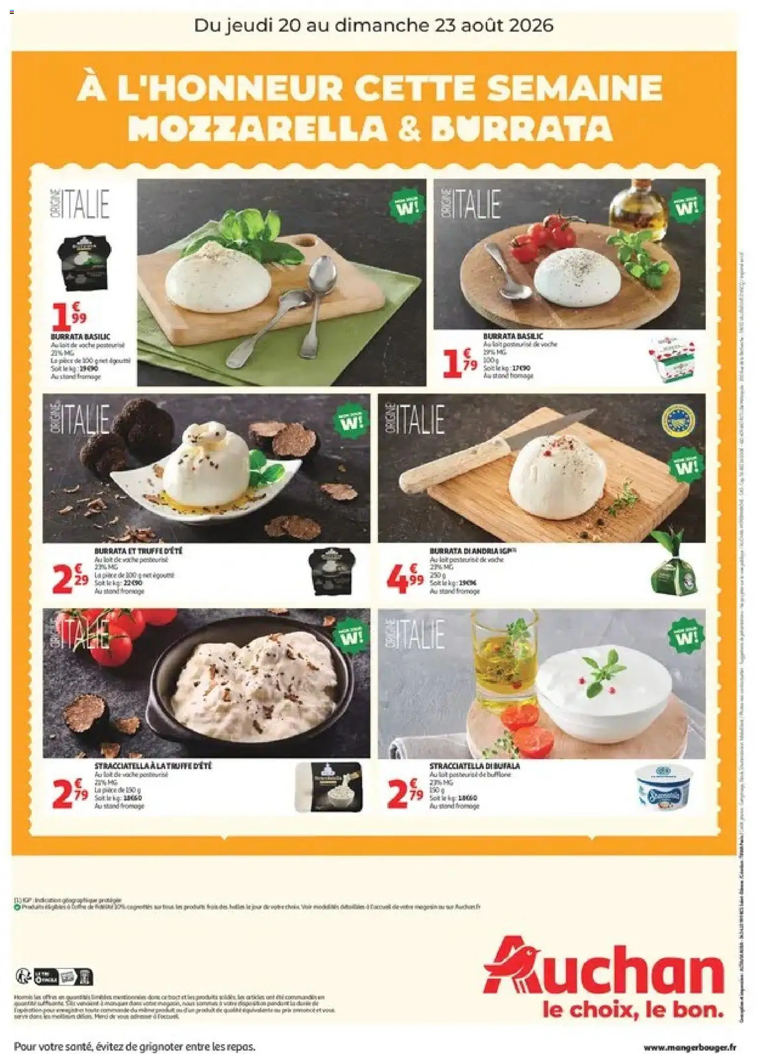 {H1} | Page: 2 | Produits: Mozzarella, Lait, Fromage, Burrata