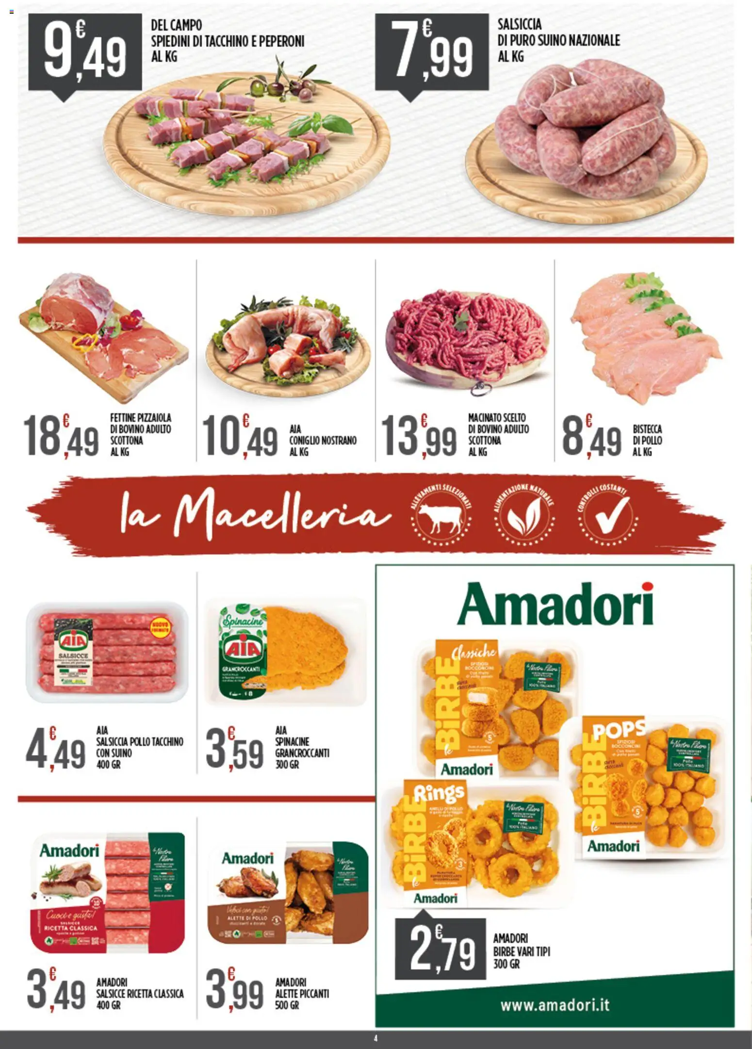 Volantino Euroesse del 05/10/2026 | Pagina: 4 | Prodotti: Pollo, Tacchino, Spiedini, Salsicce