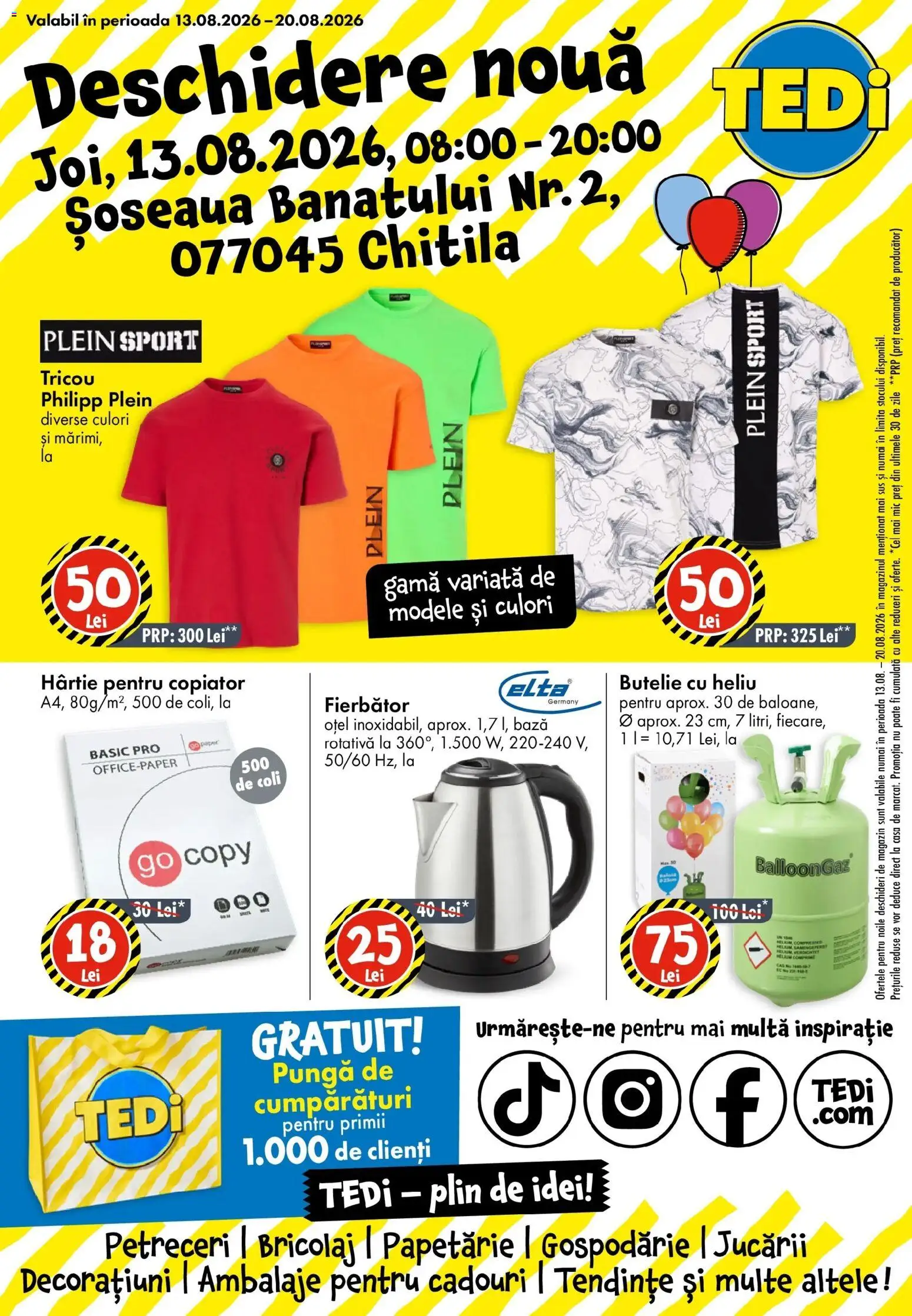 TEDi - Catalog TEDi până în data de 15.08.2026 - Oferta 09.08.2026 - 15.08.2026 | Pagină: 1 | Produse: Pungă, Sport, Tricou
